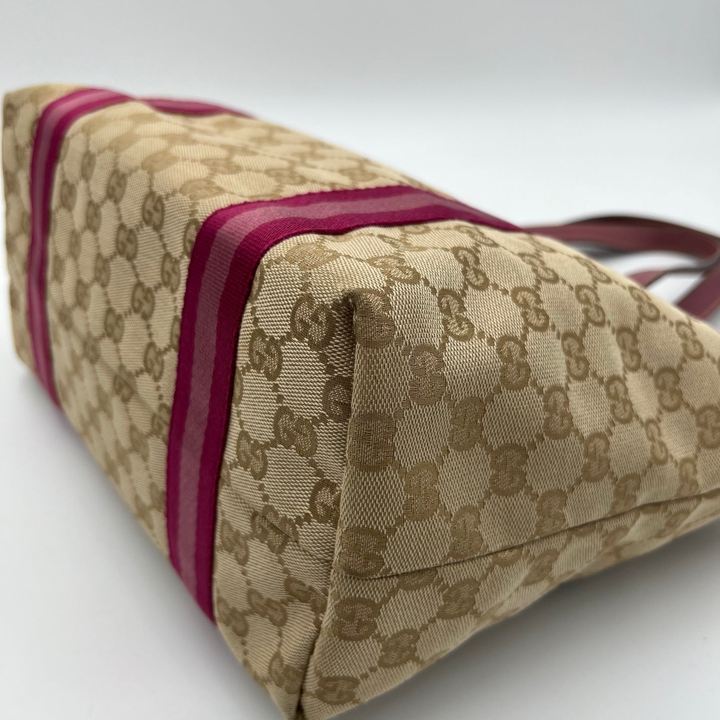 Gucci Beige Monogram Canvas Pink Sherryline Tote