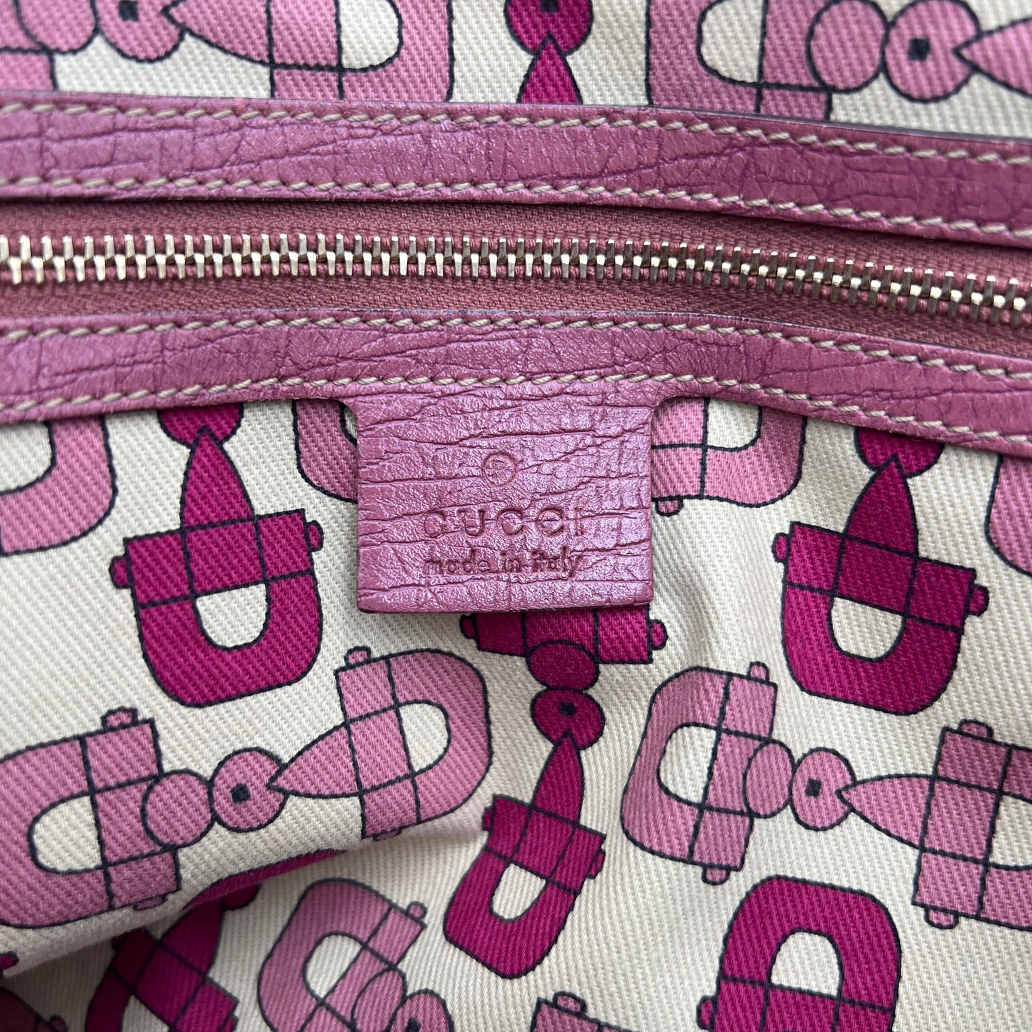 Gucci Beige Monogram Canvas Pink Sherryline Tote