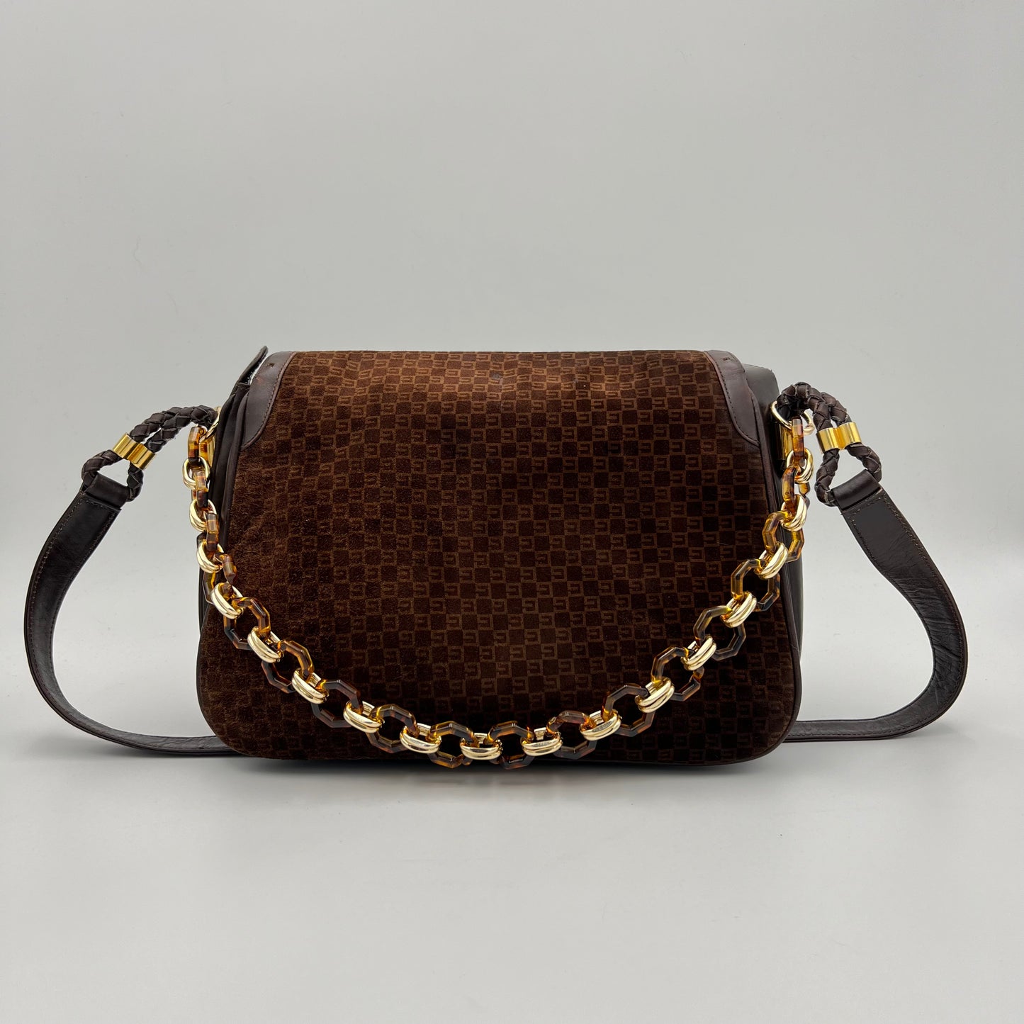 Gucci Vintage Interlocking G Horsebit 19 Leather Box Shoulder Bag
