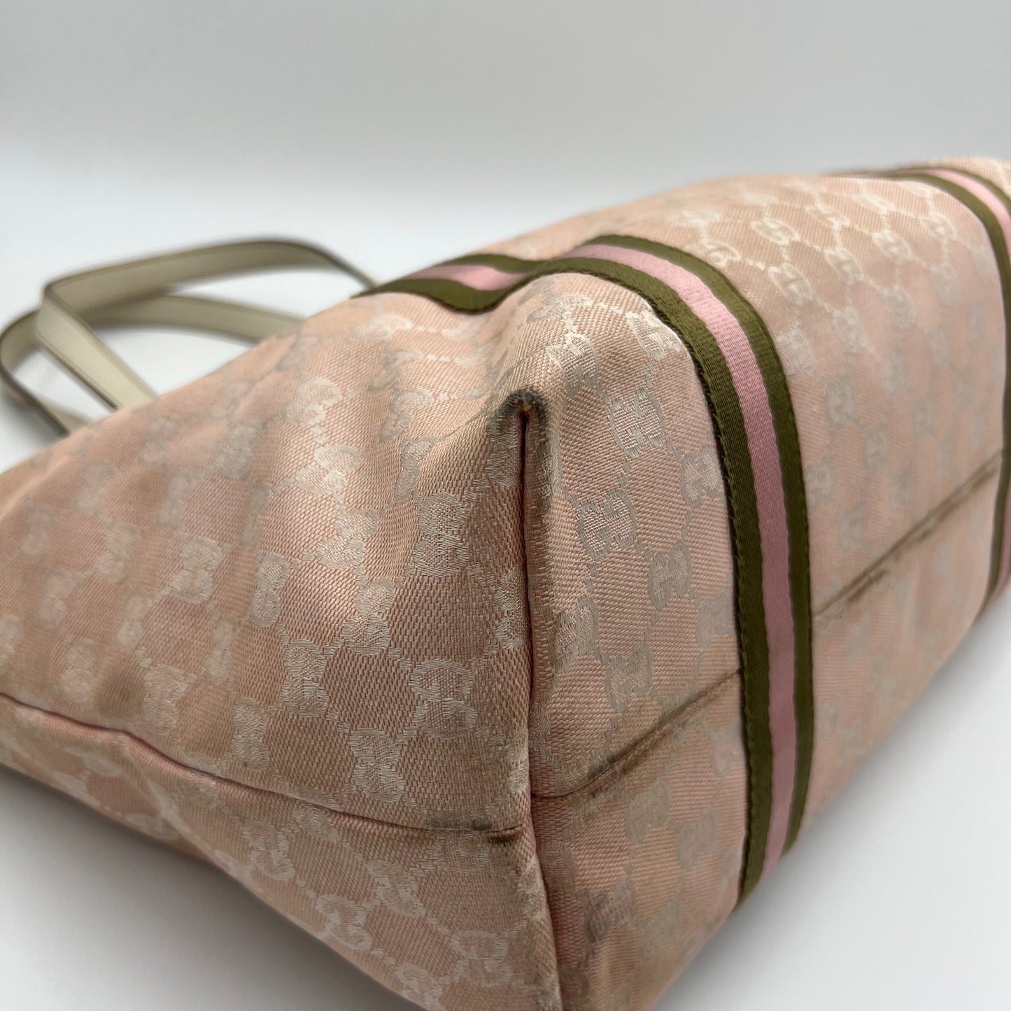 Gucci Pink Monogram Canvas Pink Green Sherryline Tote