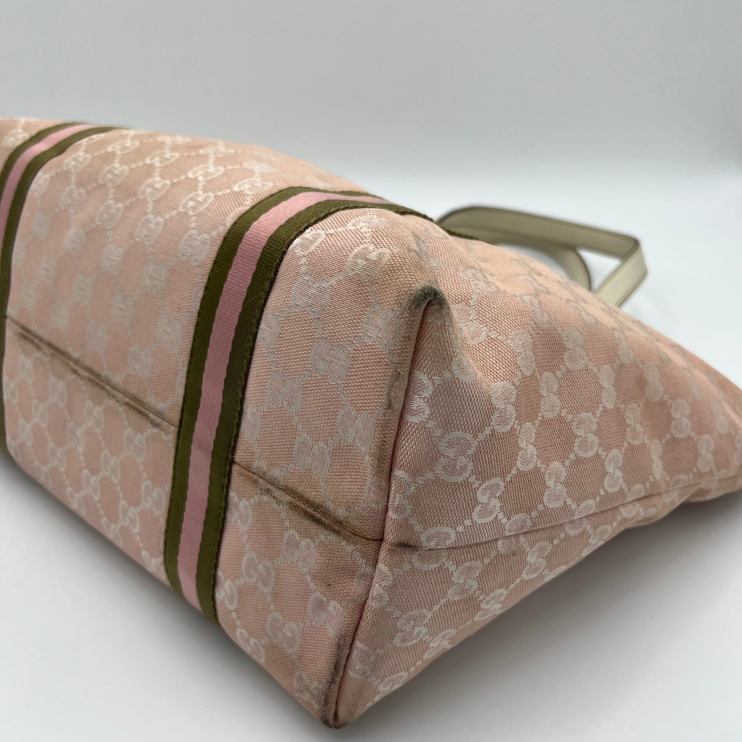 Gucci Pink Monogram Canvas Pink Green Sherryline Tote