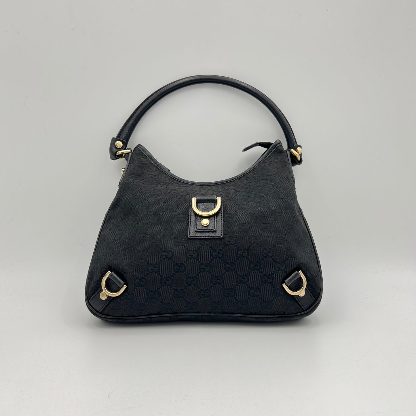 Gucci Black Monogram Canvas Abbey D-Ring Hobo Bag