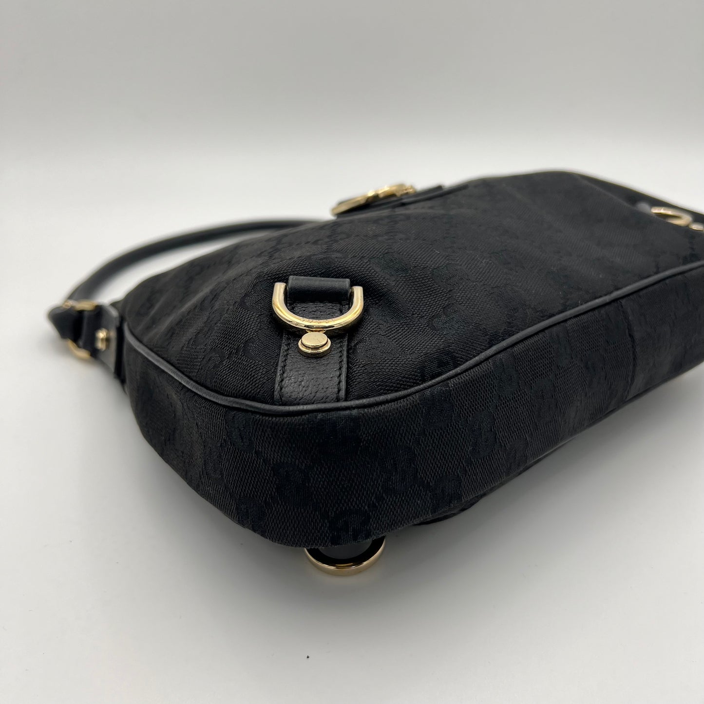 Gucci Black Monogram Canvas Abbey D-Ring Hobo Bag