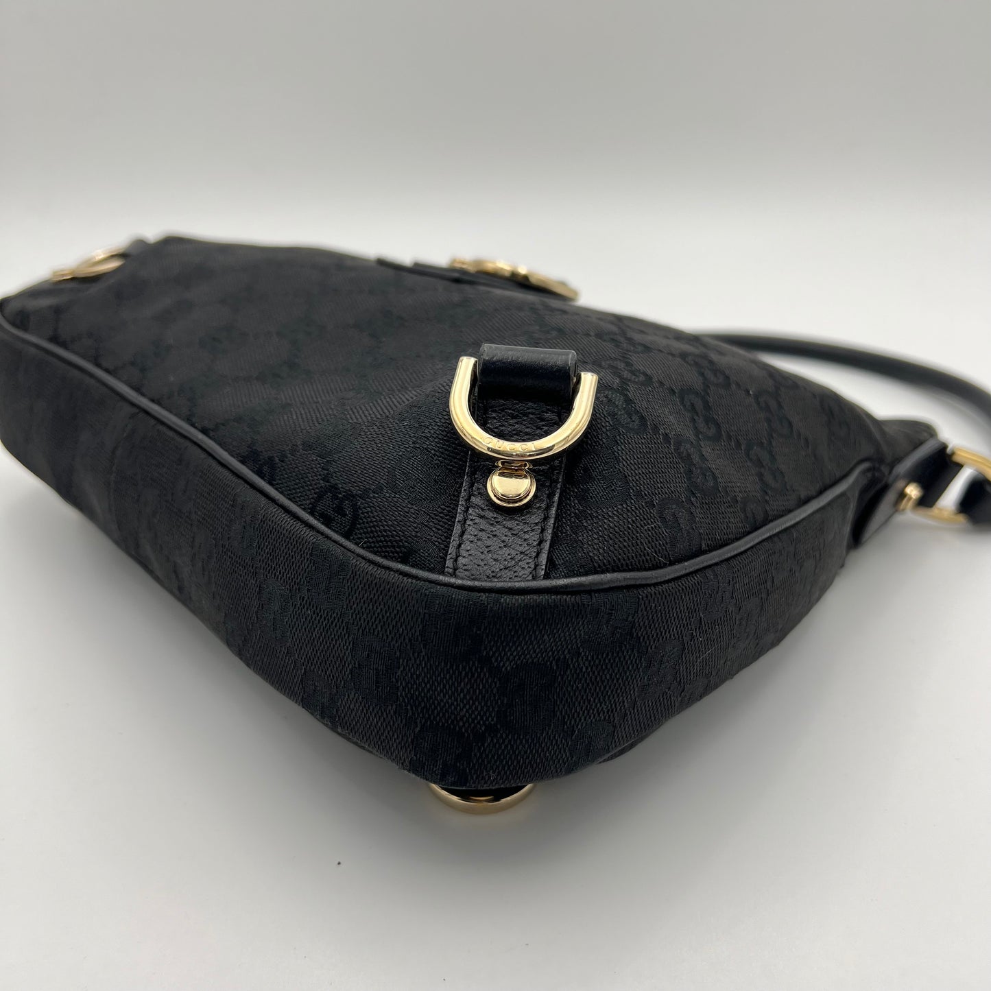 Gucci Black Monogram Canvas Abbey D-Ring Hobo Bag