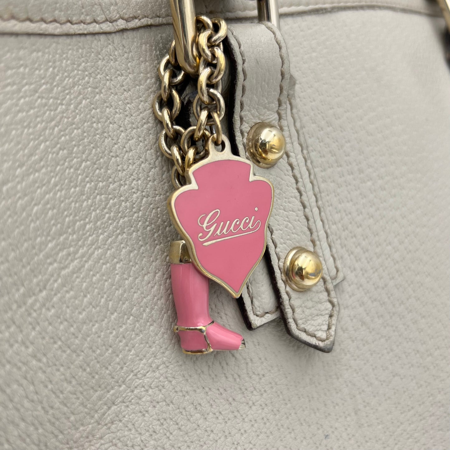 Gucci White Leather Mini Tote