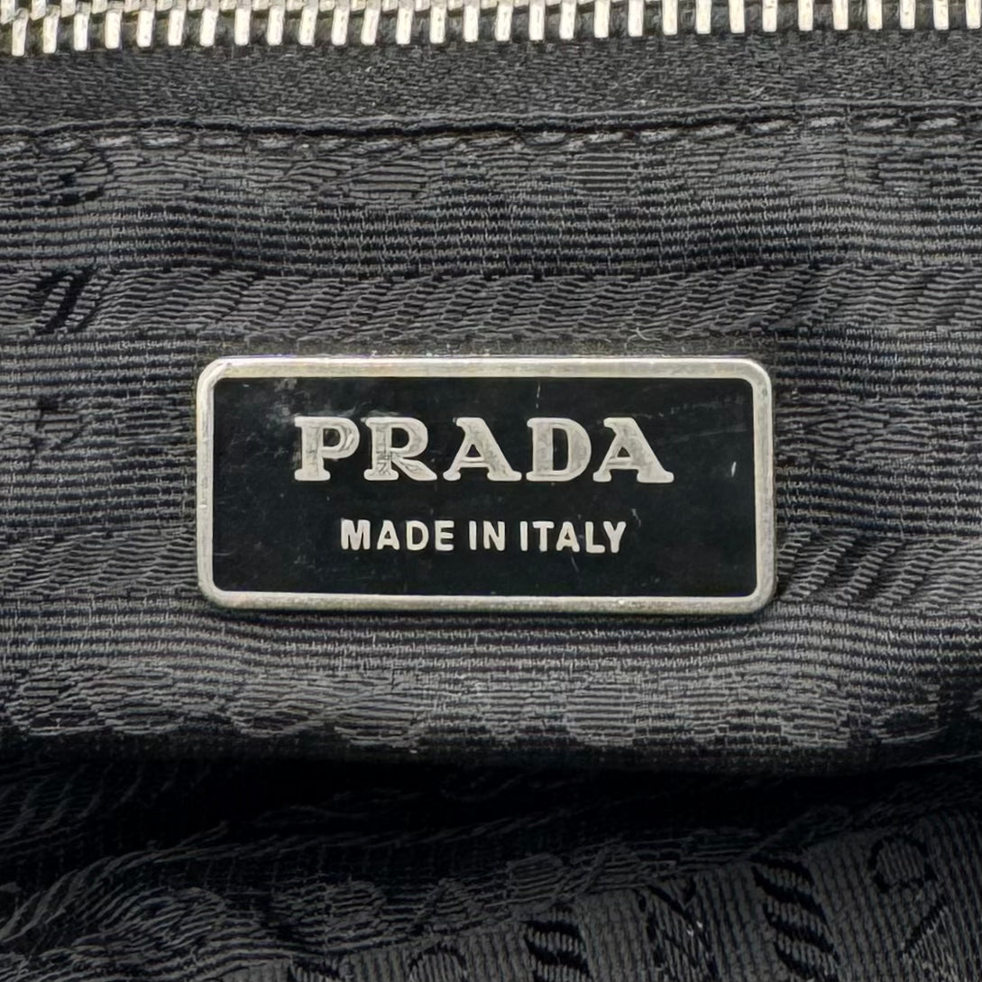Prada Black Leather Double Pocket Buckle Satchel