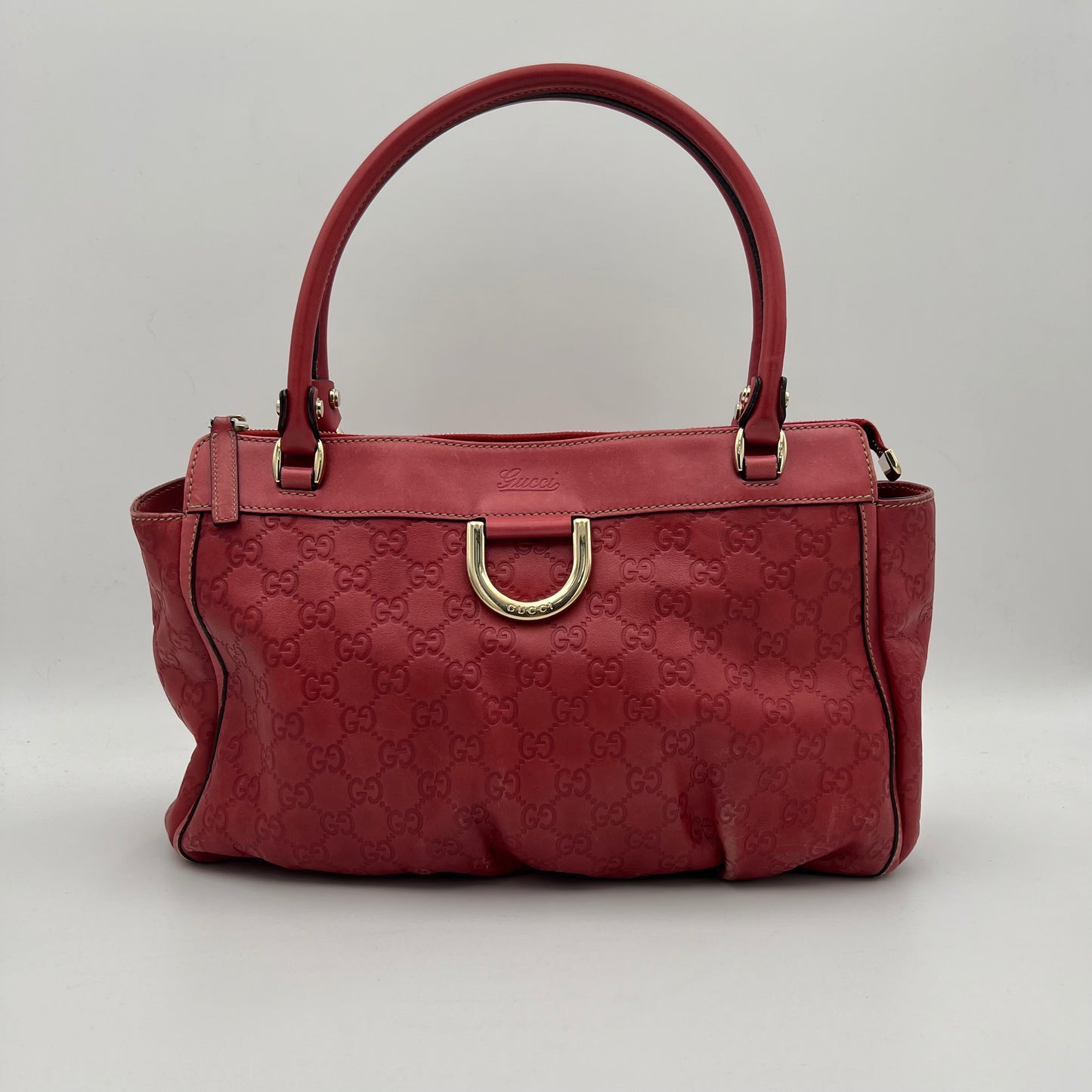 Gucci Red Guccissima Leather Abbey D-Ring Tote