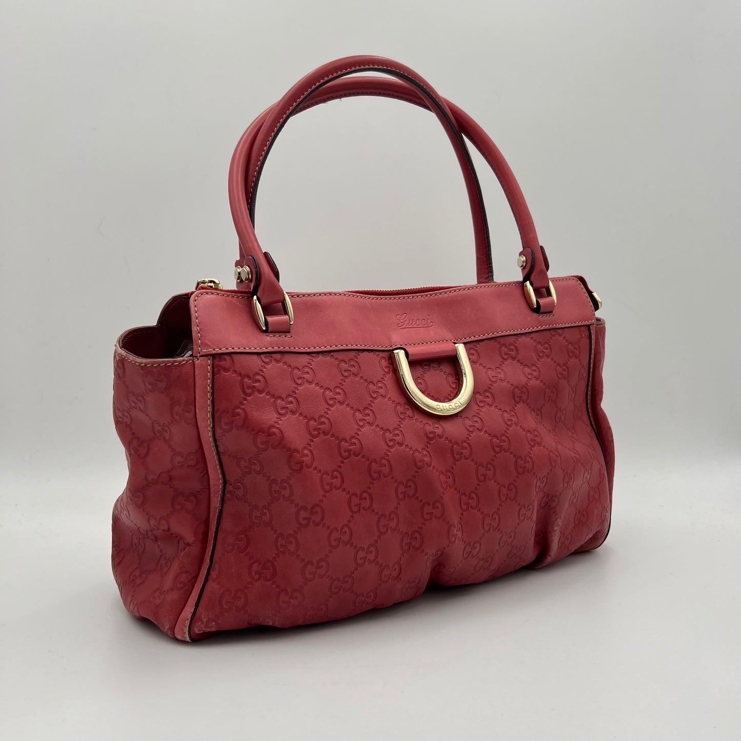 Gucci Red Guccissima Leather Abbey D-Ring Tote