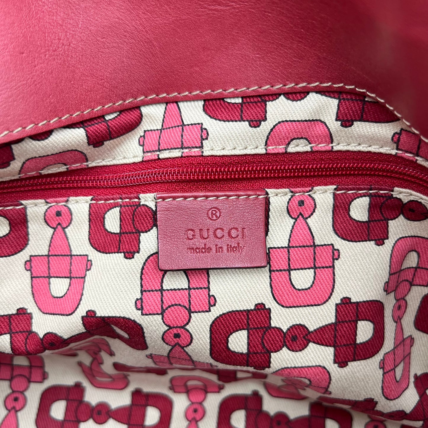 Gucci Red Guccissima Leather Abbey D-Ring Tote