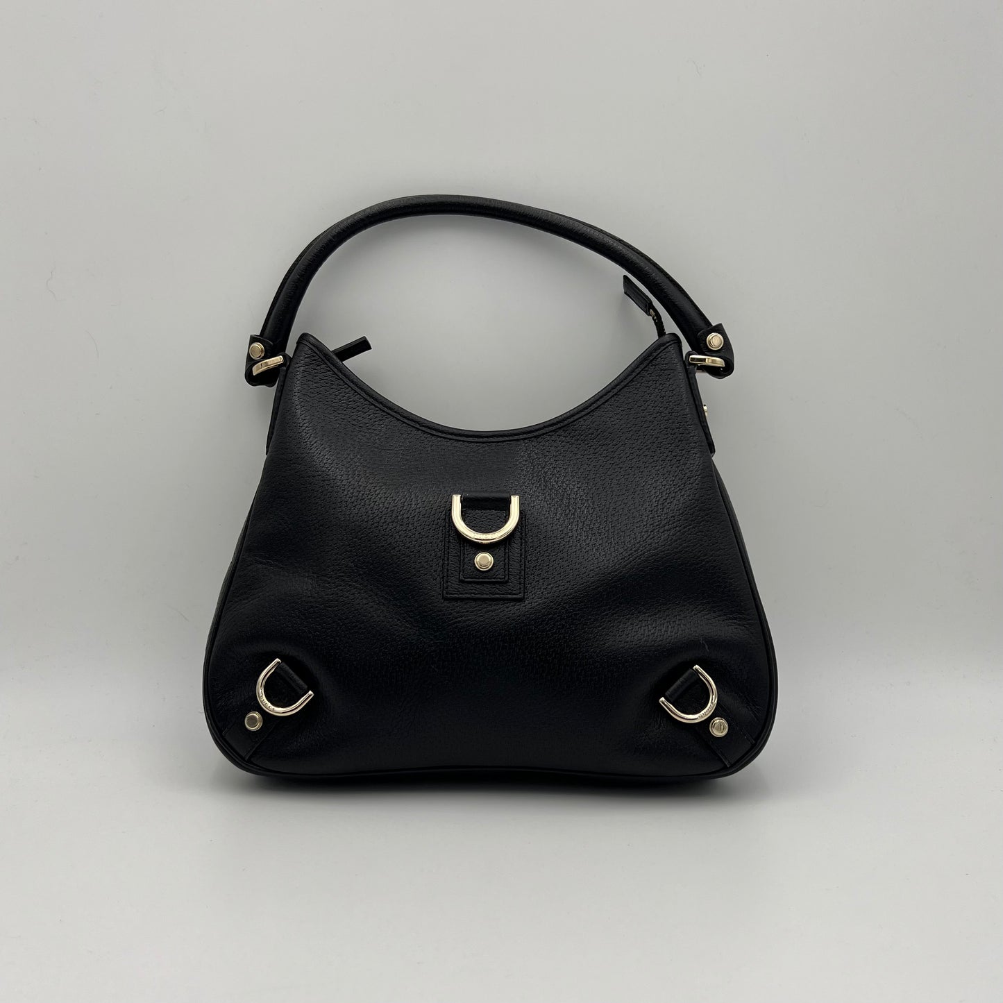 Gucci Black Pebbled Leather Abbey D-Ring Hobo Bag