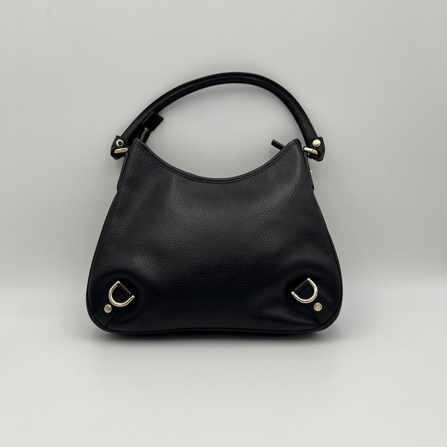 Gucci Black Pebbled Leather Abbey D-Ring Hobo Bag