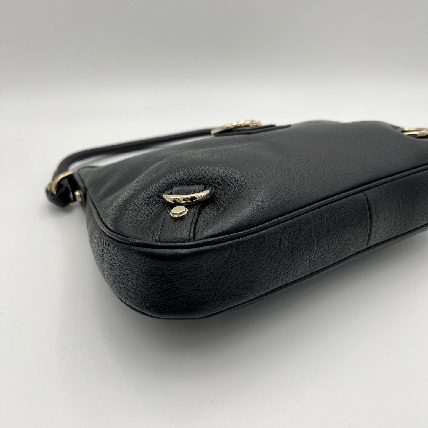 Gucci Black Pebbled Leather Abbey D-Ring Hobo Bag