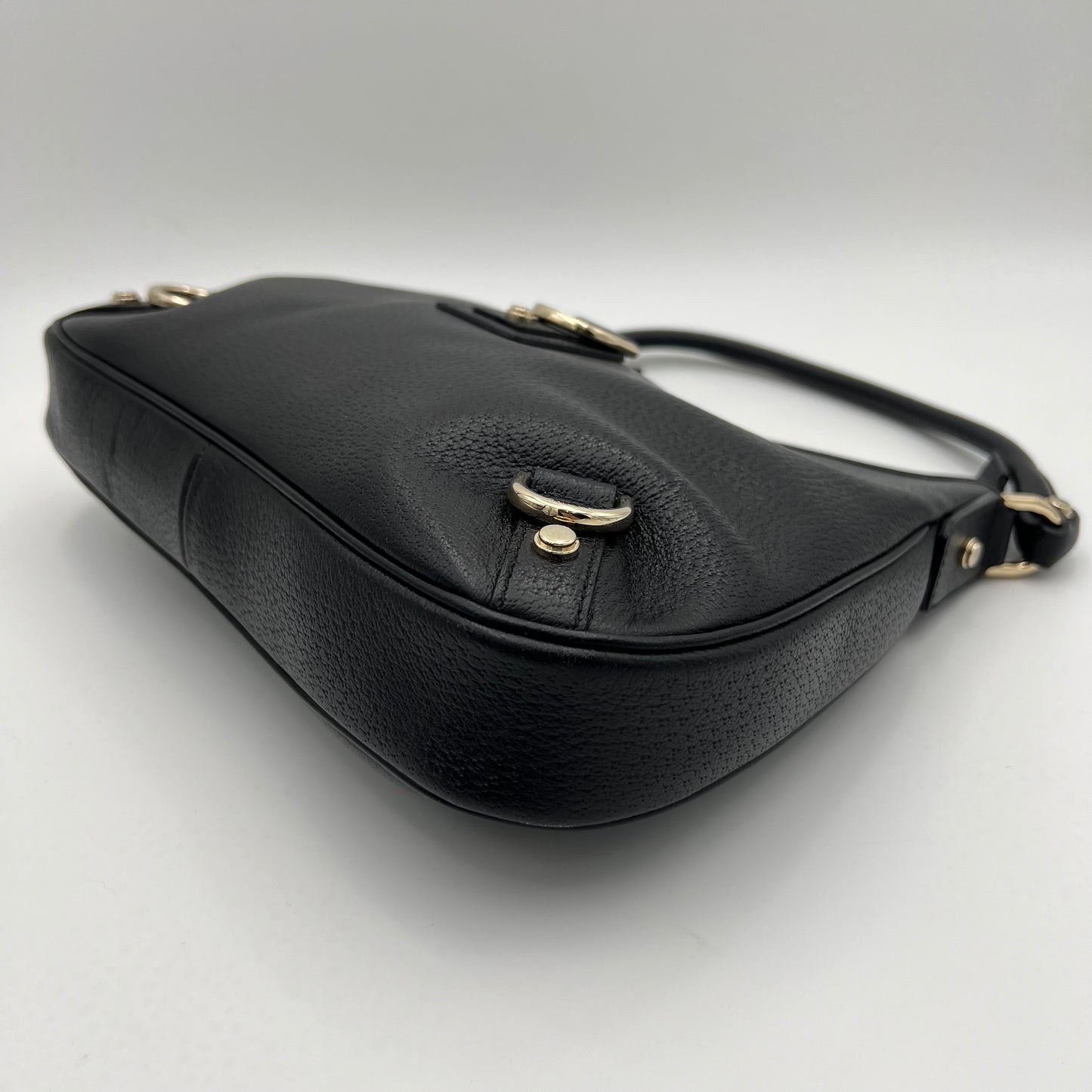 Gucci Black Pebbled Leather Abbey D-Ring Hobo Bag