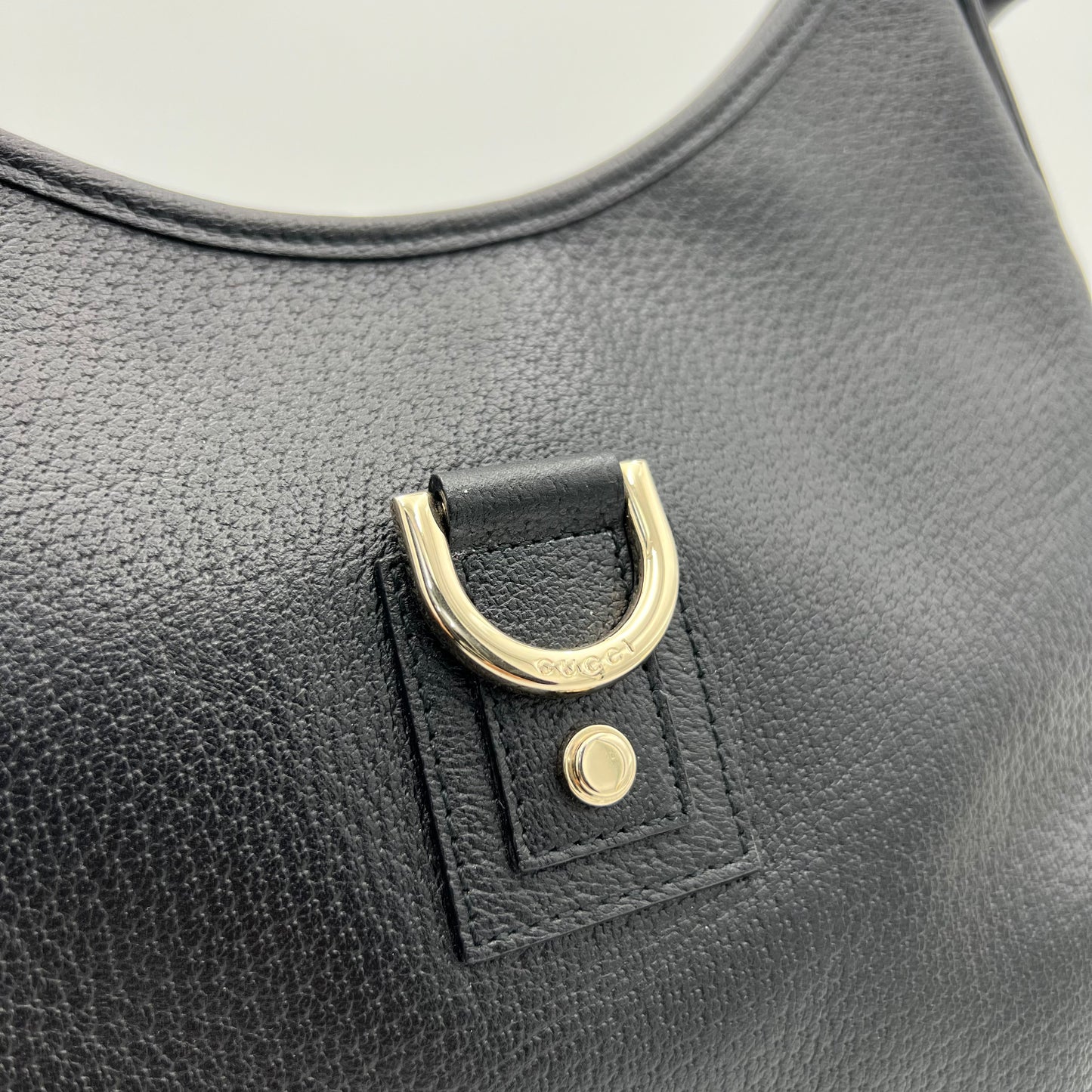 Gucci Black Pebbled Leather Abbey D-Ring Hobo Bag