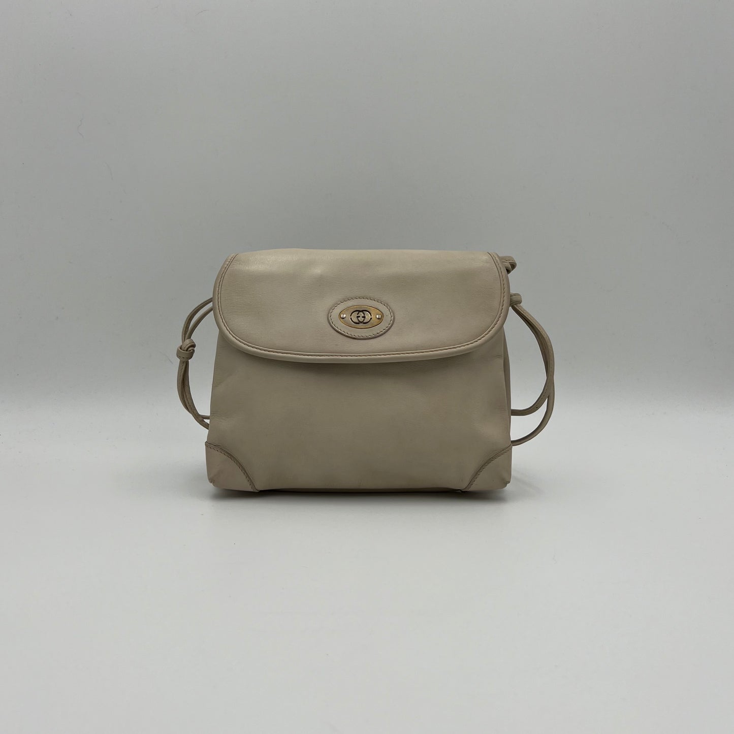Gucci Vintage White Leather Flap Crossbody