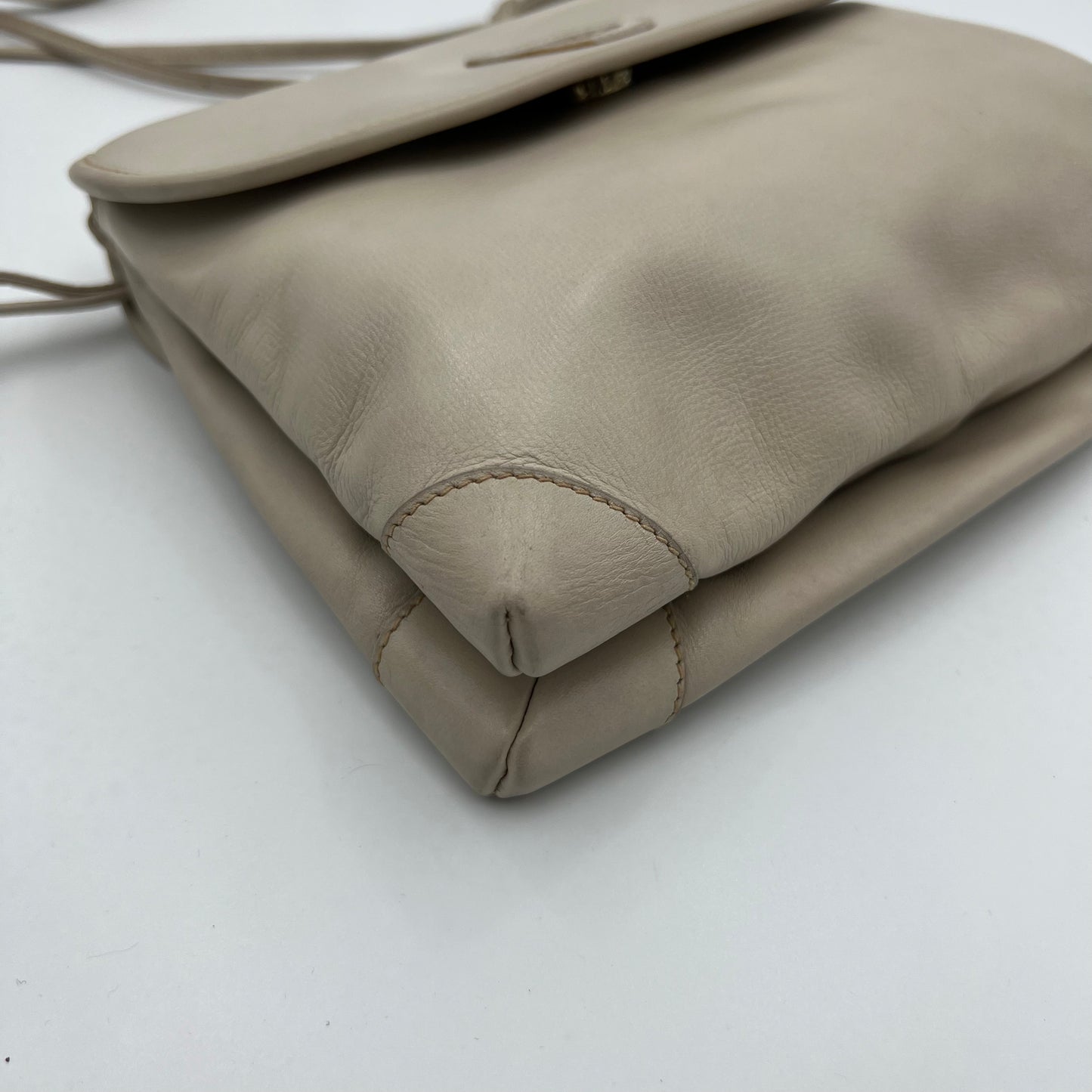 Gucci Vintage White Leather Flap Crossbody