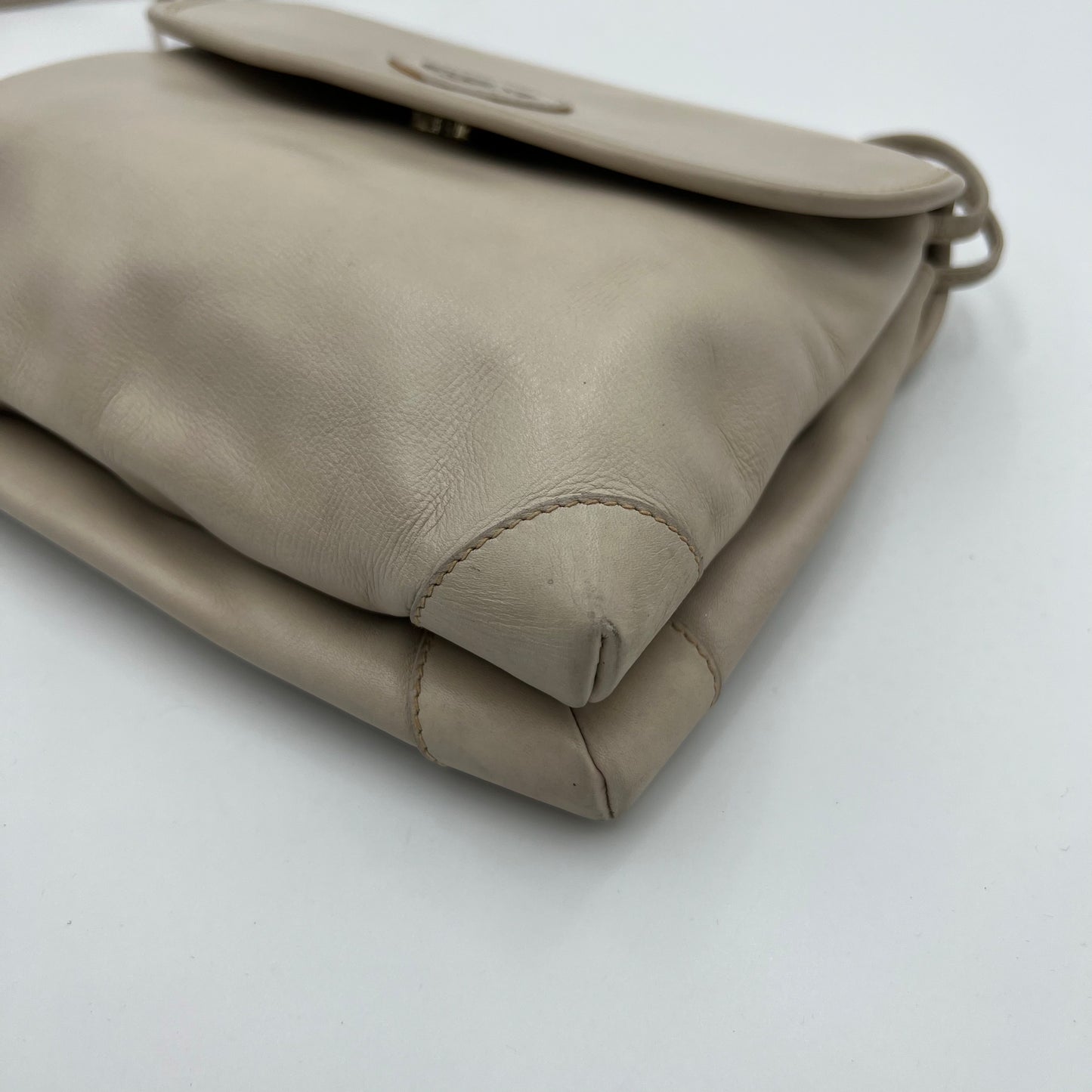 Gucci Vintage White Leather Flap Crossbody