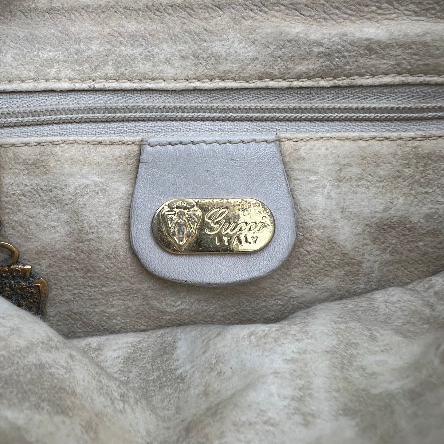 Gucci Vintage White Leather Flap Crossbody