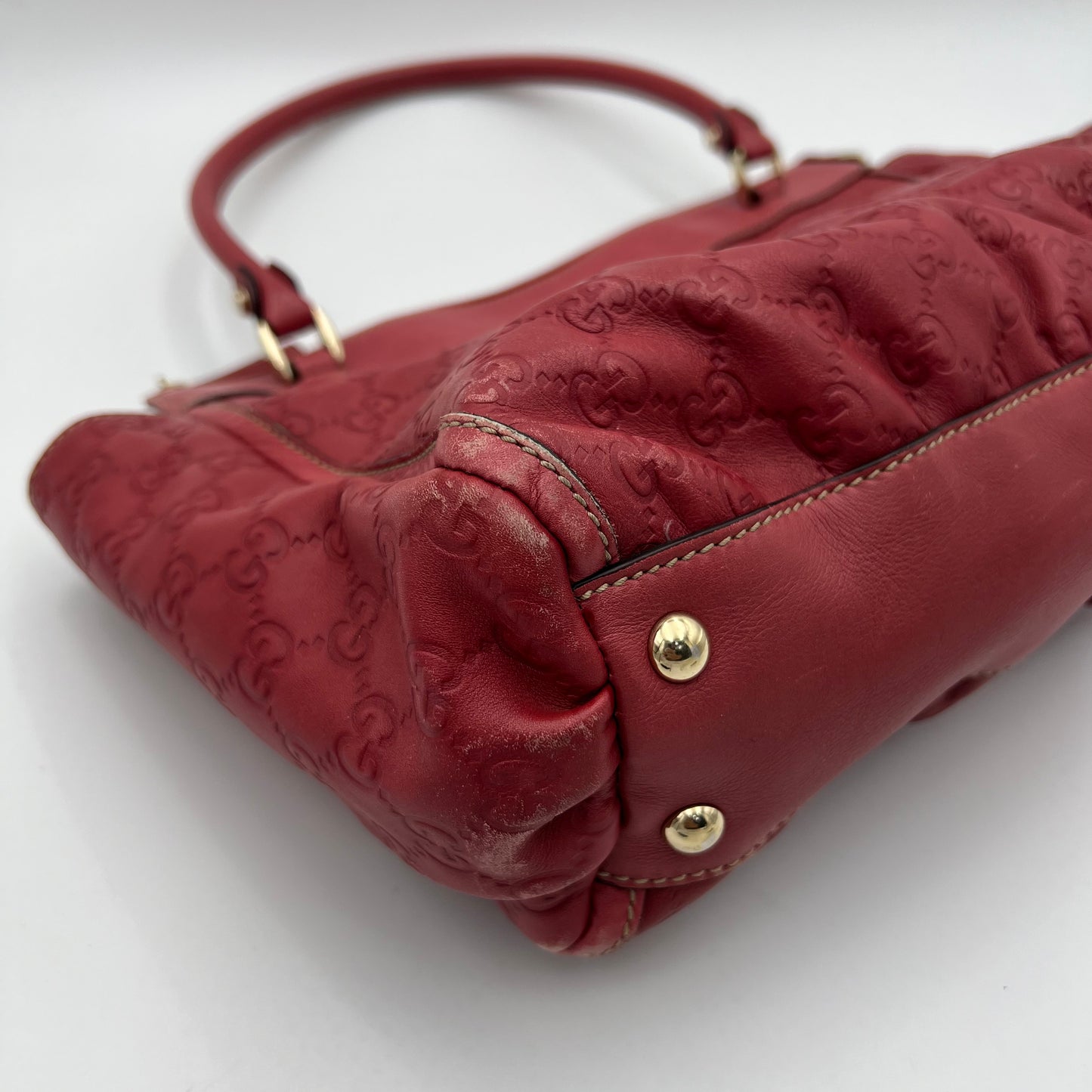 Gucci Red Guccissima Leather Abbey D-Ring Tote