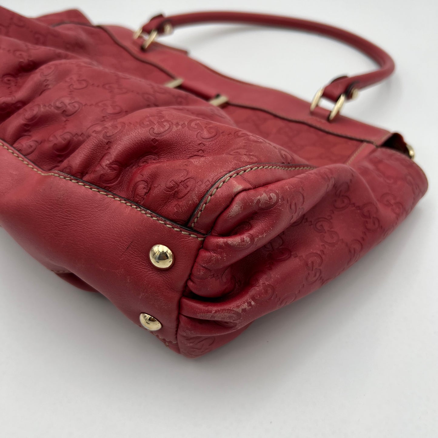 Gucci Red Guccissima Leather Abbey D-Ring Tote