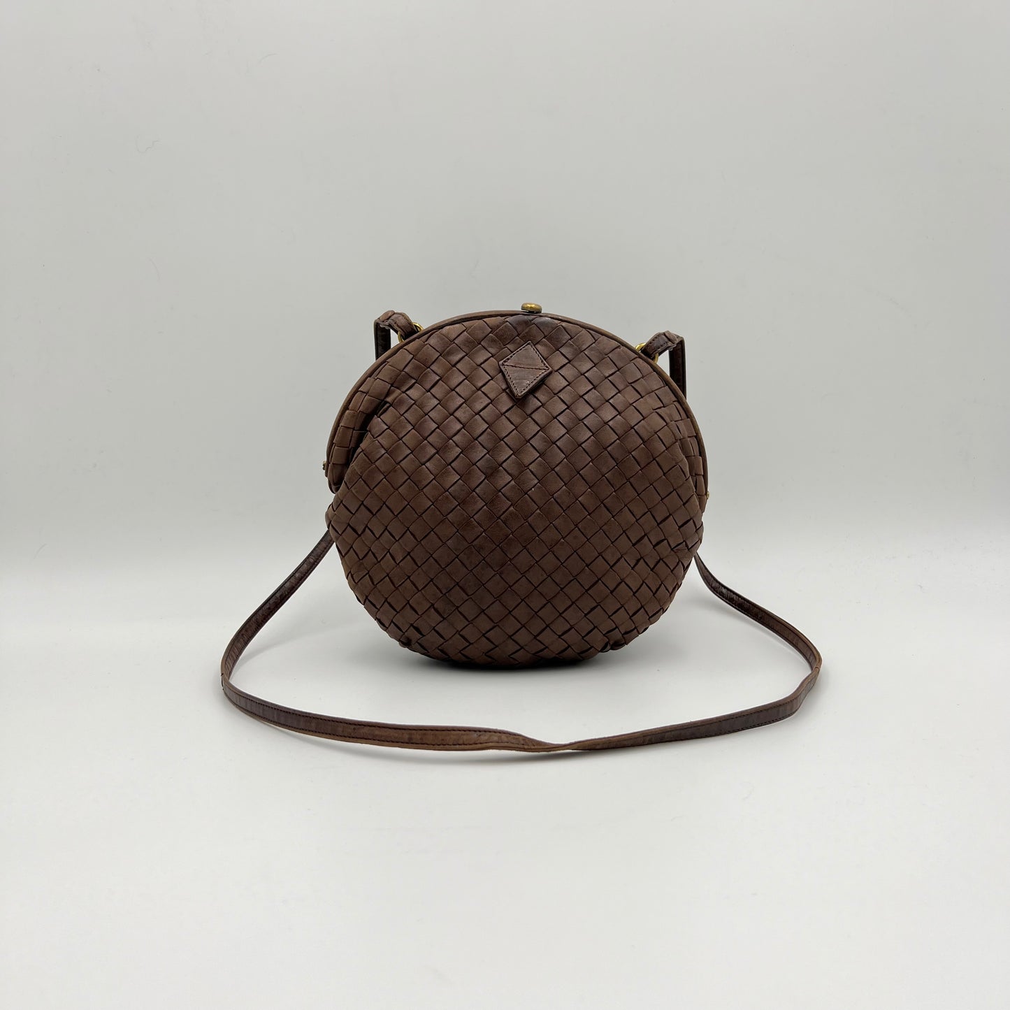 Bottega Veneta Brown Intrecciato Round Crossbody