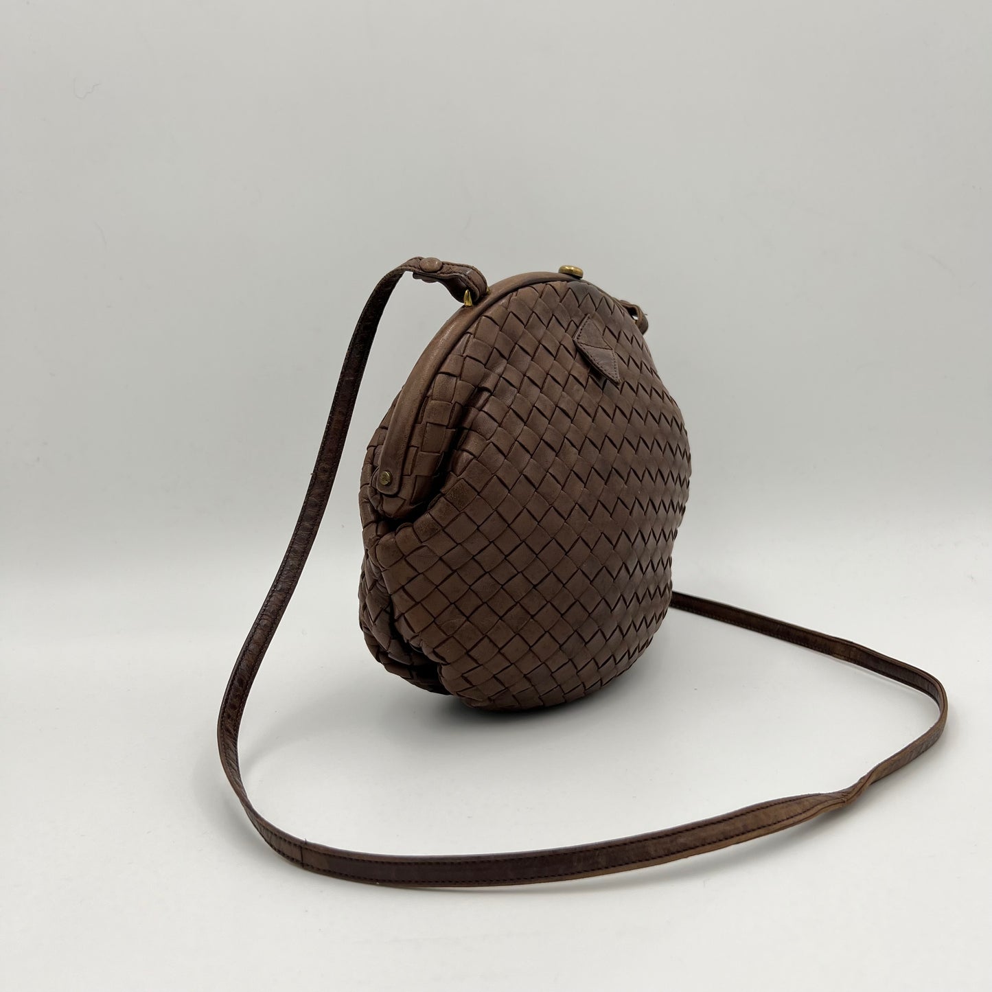 Bottega Veneta Brown Intrecciato Round Crossbody