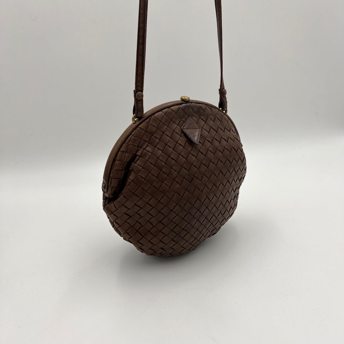 Bottega Veneta Brown Intrecciato Round Crossbody