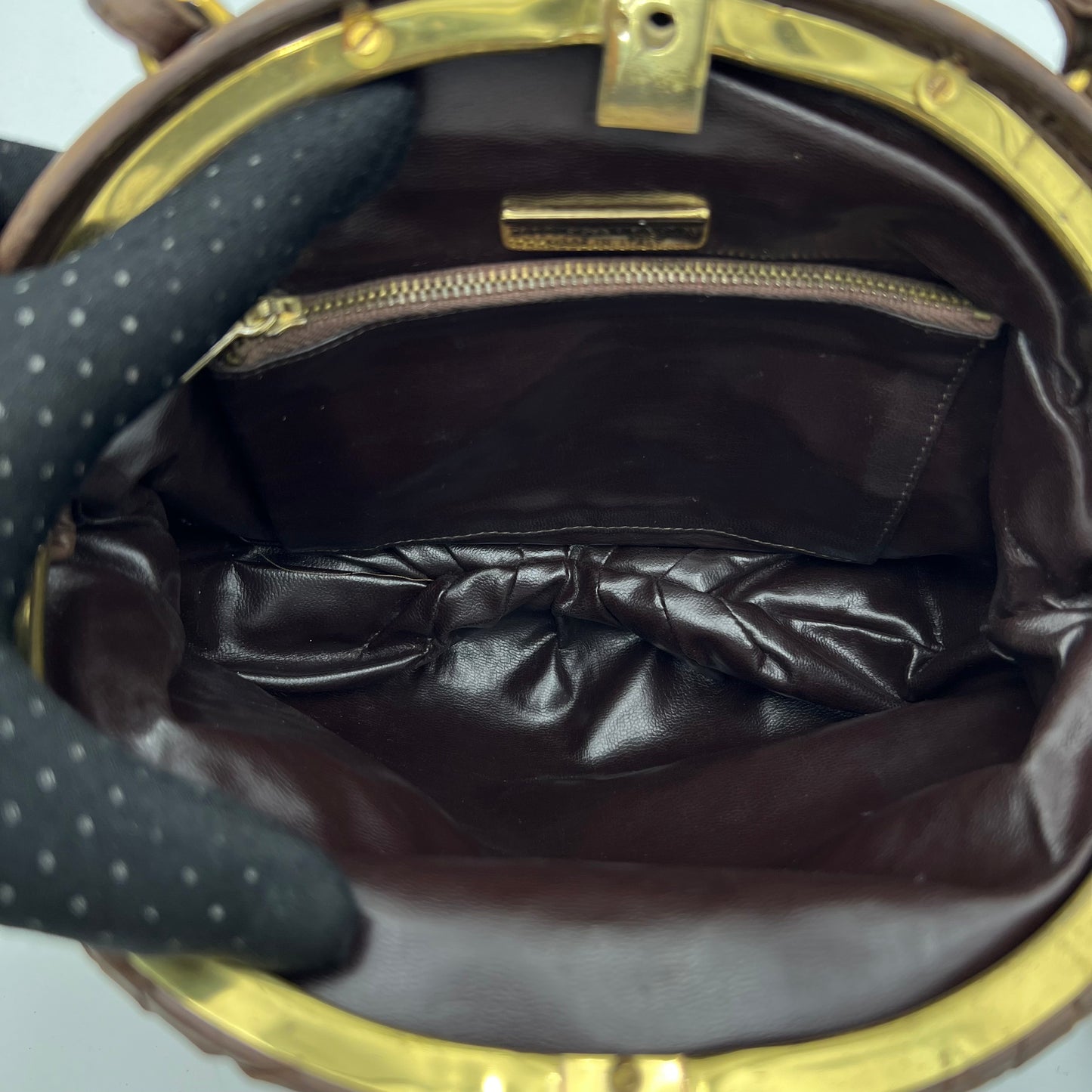 Bottega Veneta Brown Intrecciato Round Crossbody