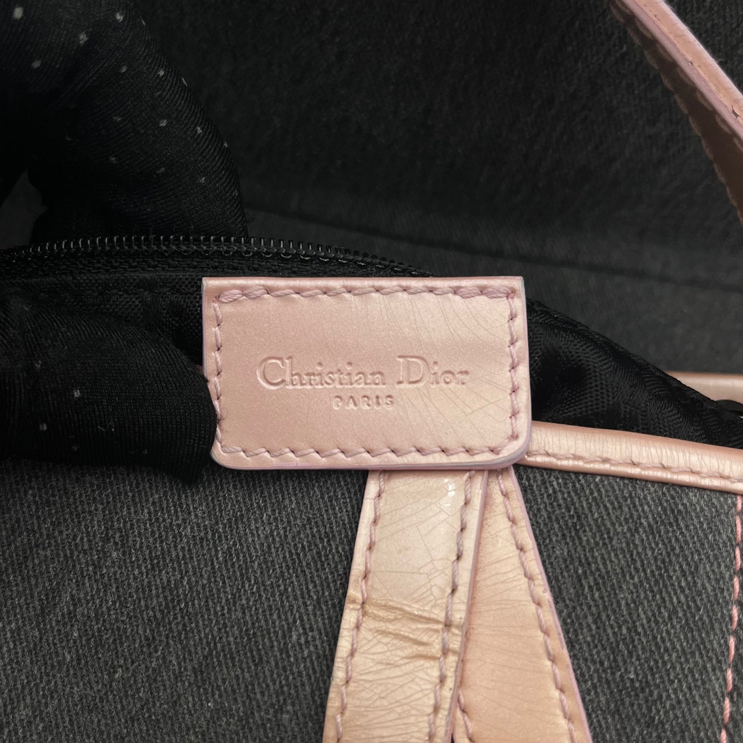 Christian Dior Gray Denim Pink Leather Pocket Saddle