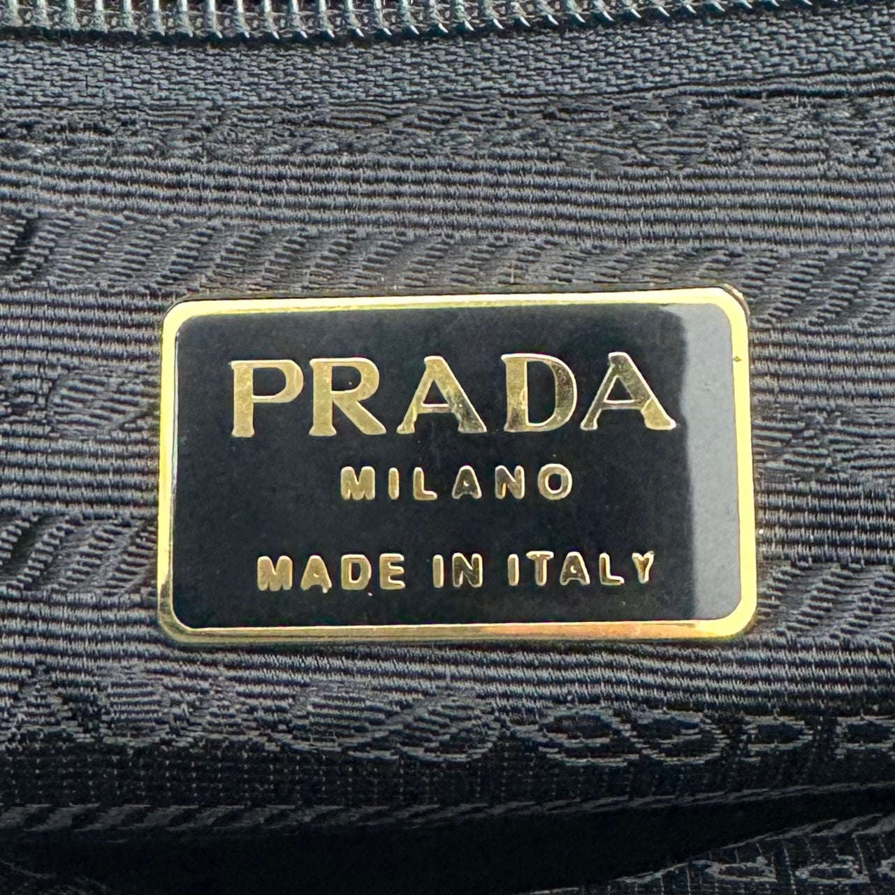 Prada Black Nylon and Leather Large Logo Medium Flap Chain Bag GHW