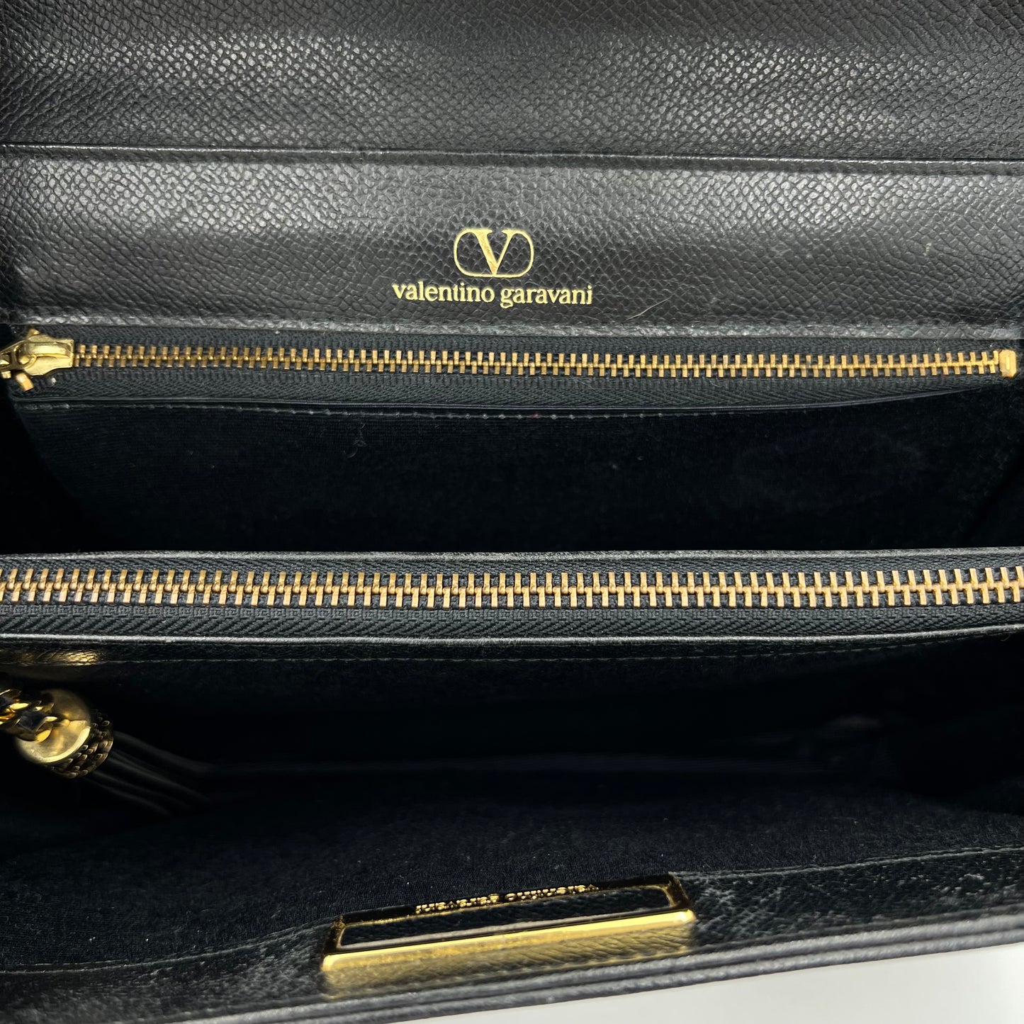 Valentino Garavani Black Leather Top Handle Handbag