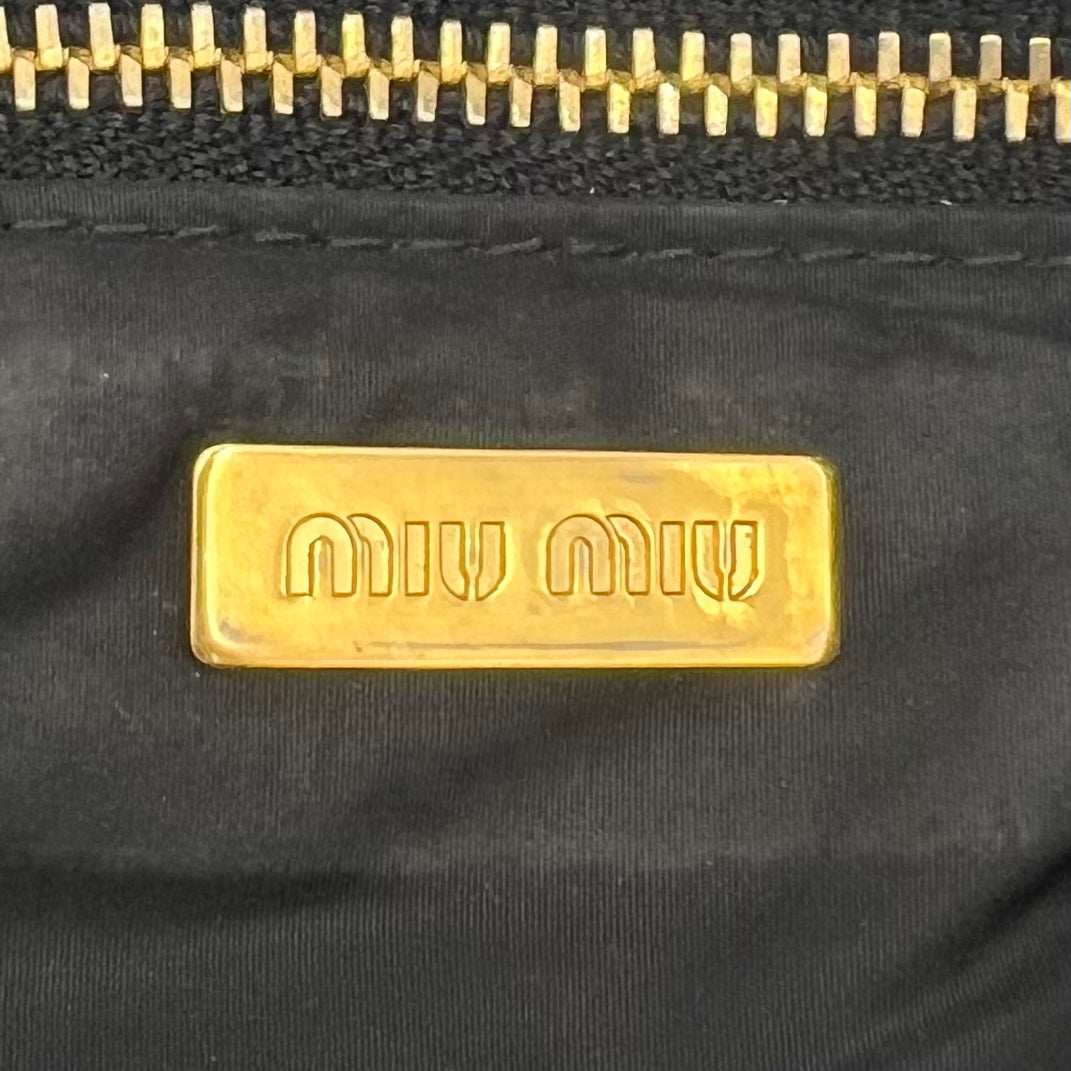 Miu Miu Black Tessuto Vernis Leather Pochette Handbag