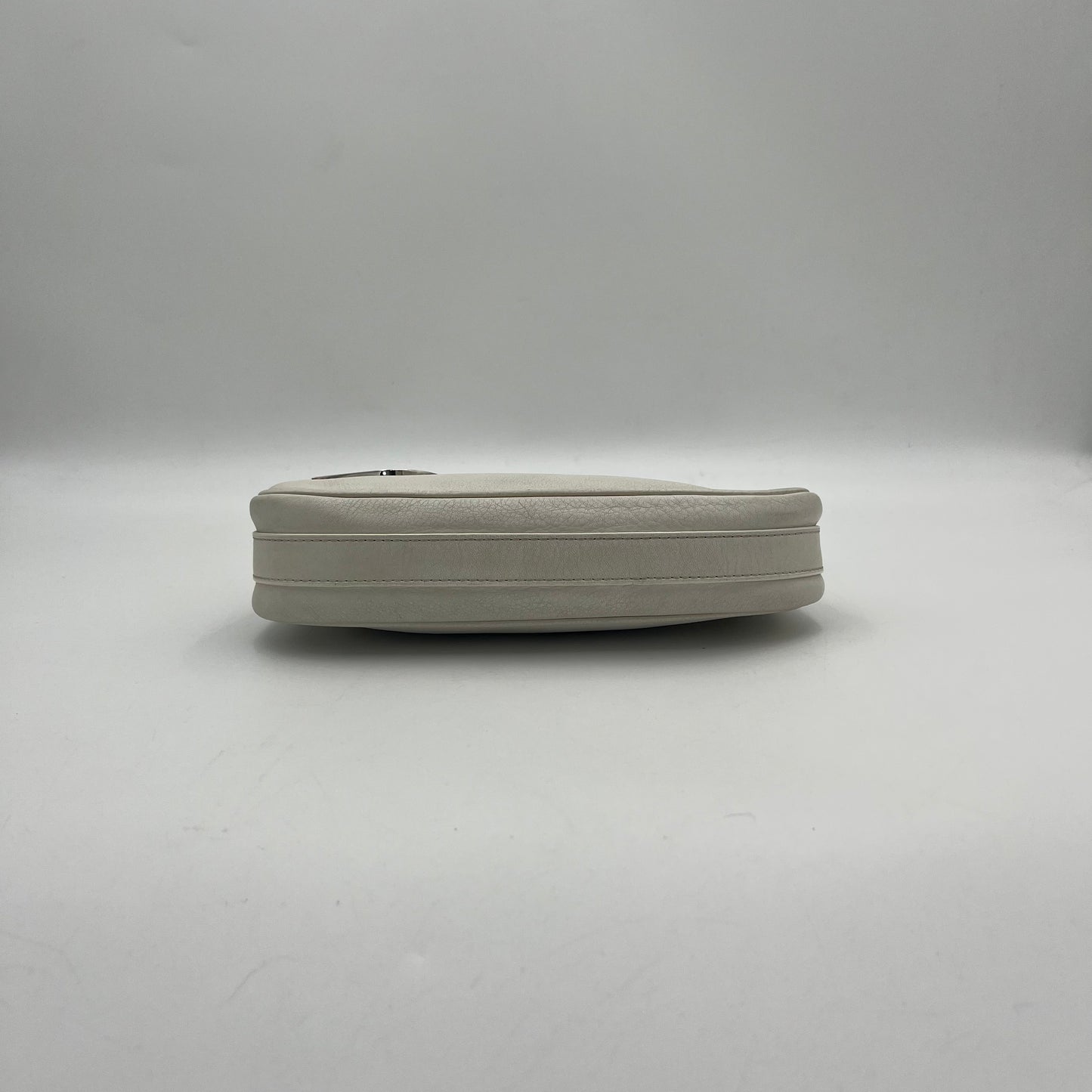 Christian Dior White Leather Spellout Charm Pochette