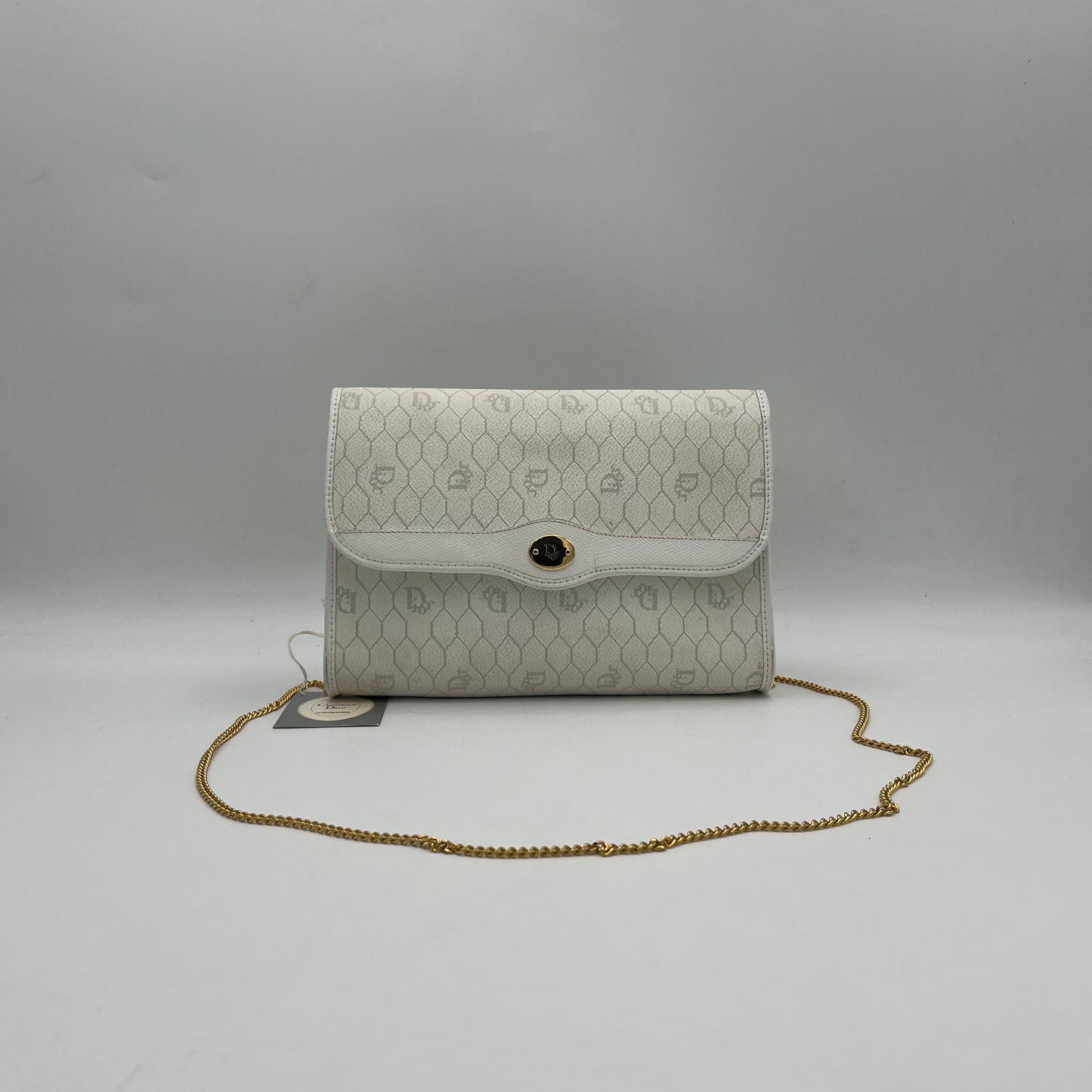 Christian Dior White Honeycomb Flap Chain Bag