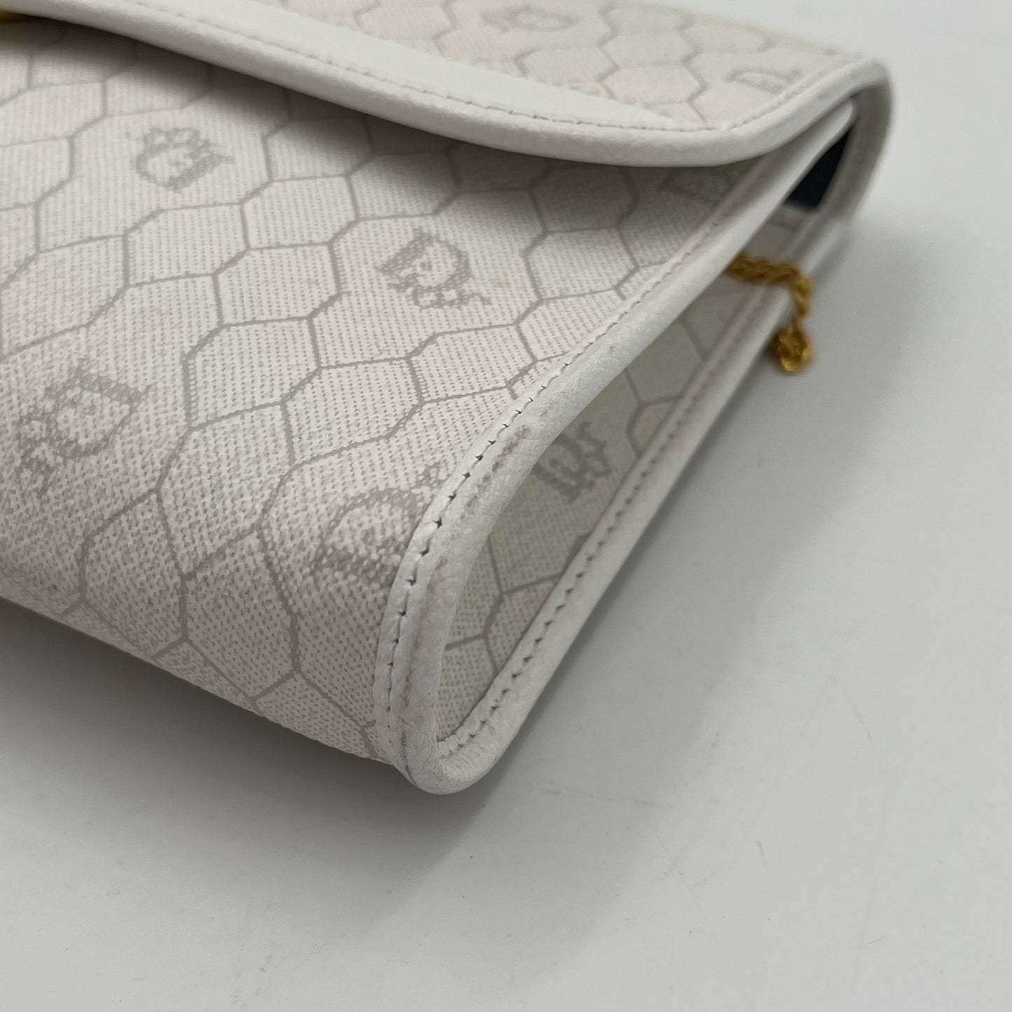 Christian Dior White Honeycomb Flap Chain Bag