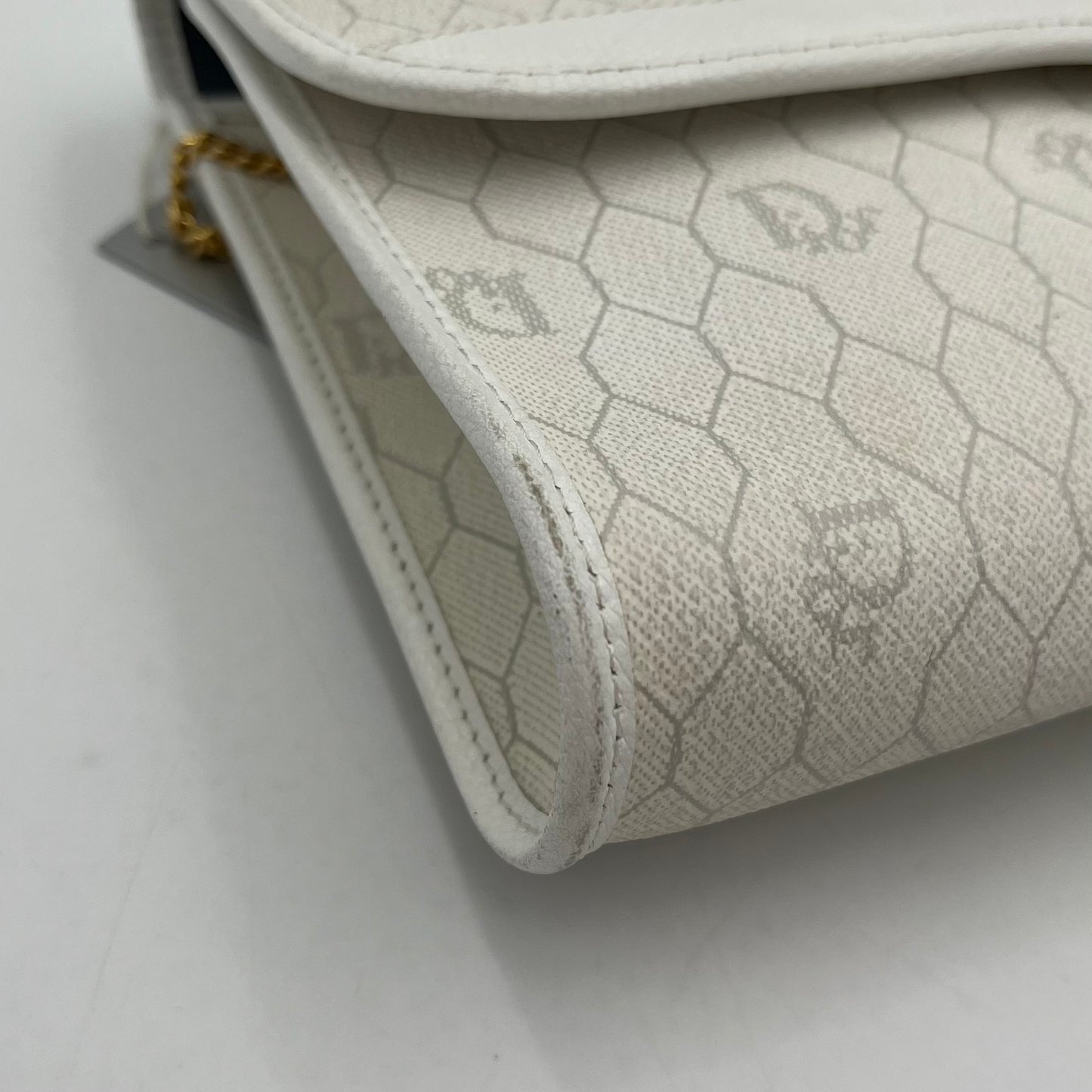 Christian Dior White Honeycomb Flap Chain Bag
