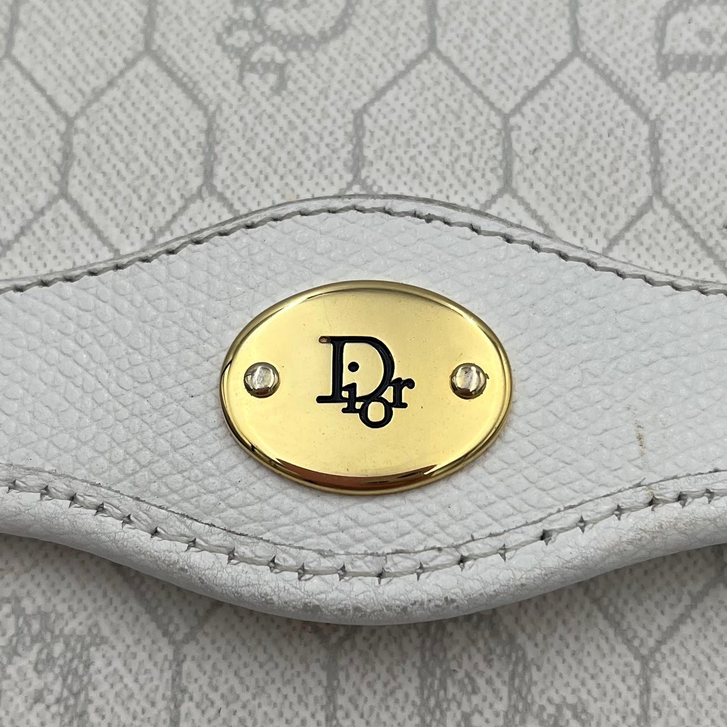 Christian Dior White Honeycomb Flap Chain Bag