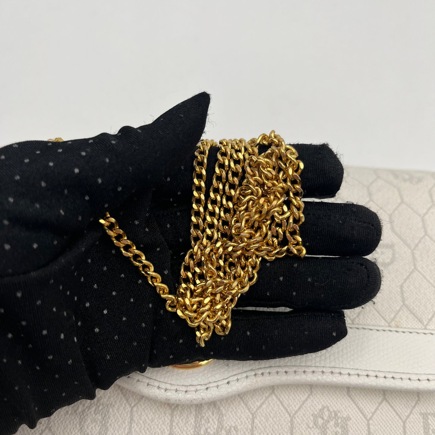 Christian Dior White Honeycomb Flap Chain Bag