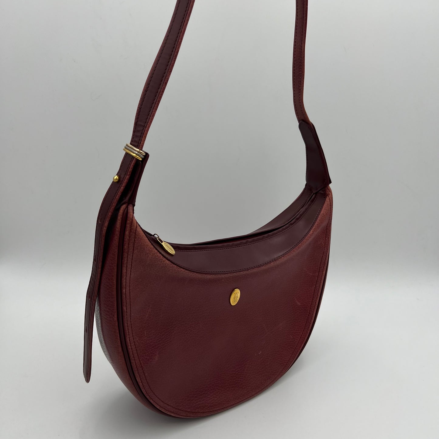 Cartier Paris Must Line Bordeaux Hobo Shoulder Sling Bag