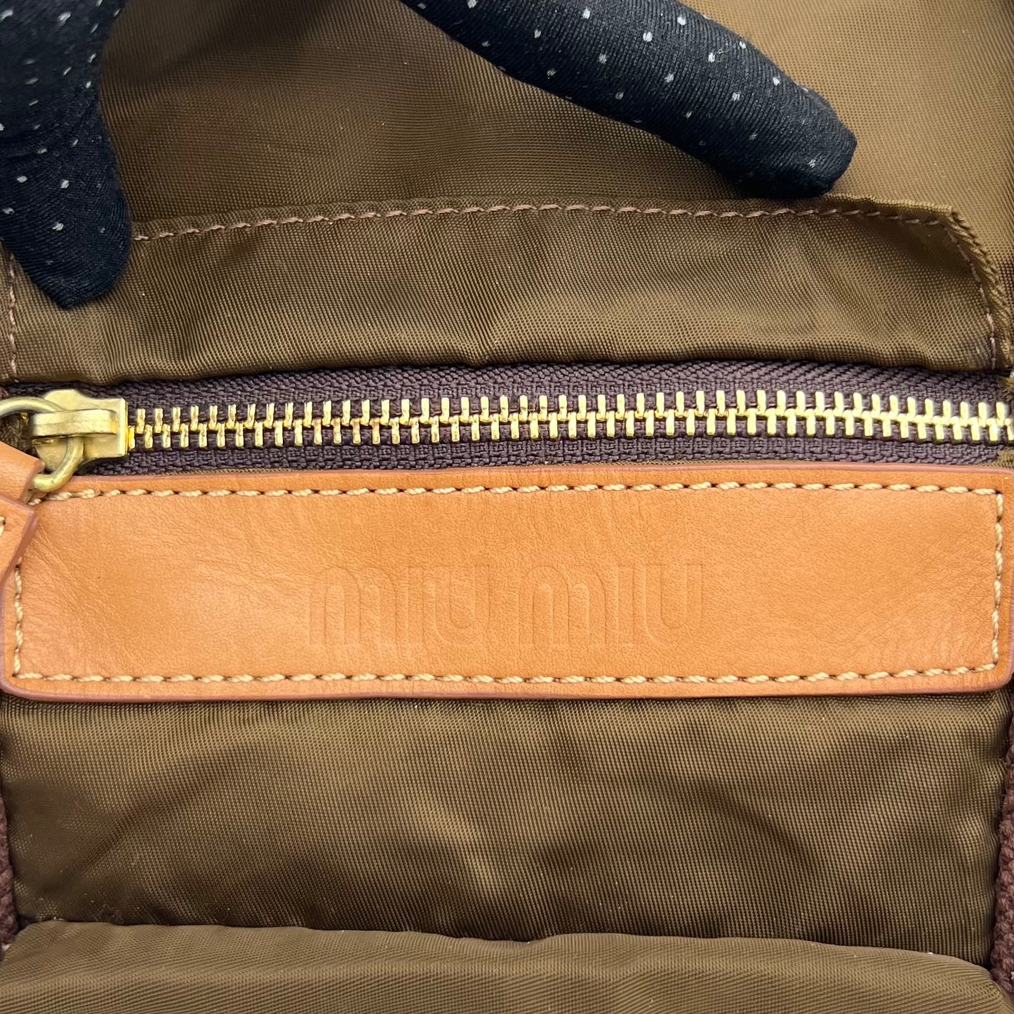 Miu Miu Brown Nylon Cargo Bowler Bag