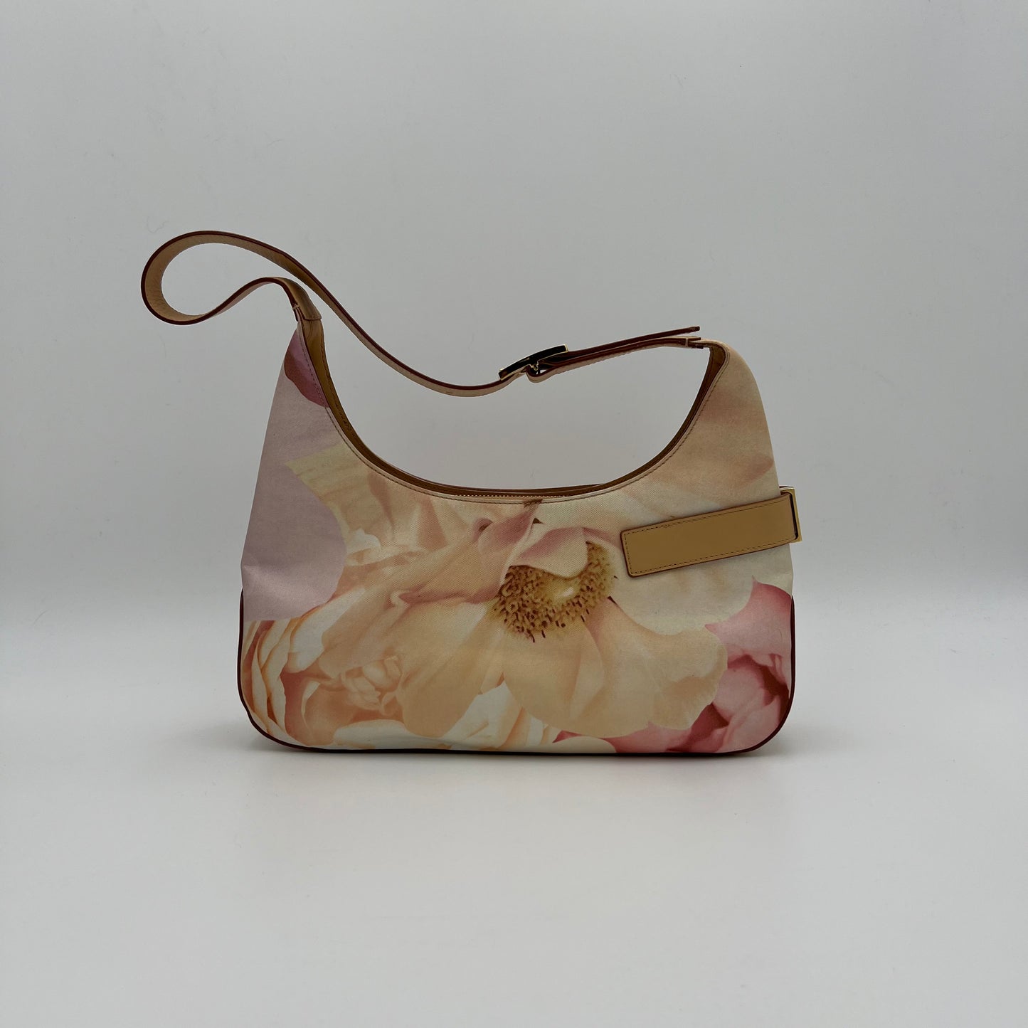 Salvatore Ferragamo Pink Floral Print Gancini Hobo Shoulder Bag