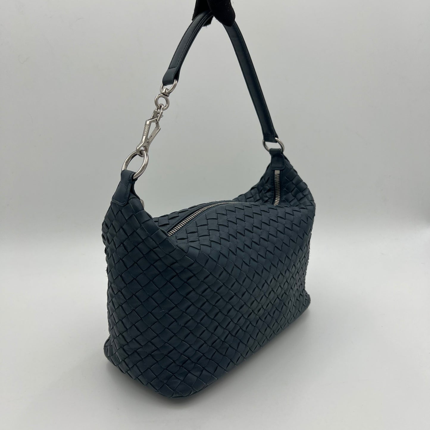 Bottega Veneta Blue Intrecciato Hobo Shoulder Bag