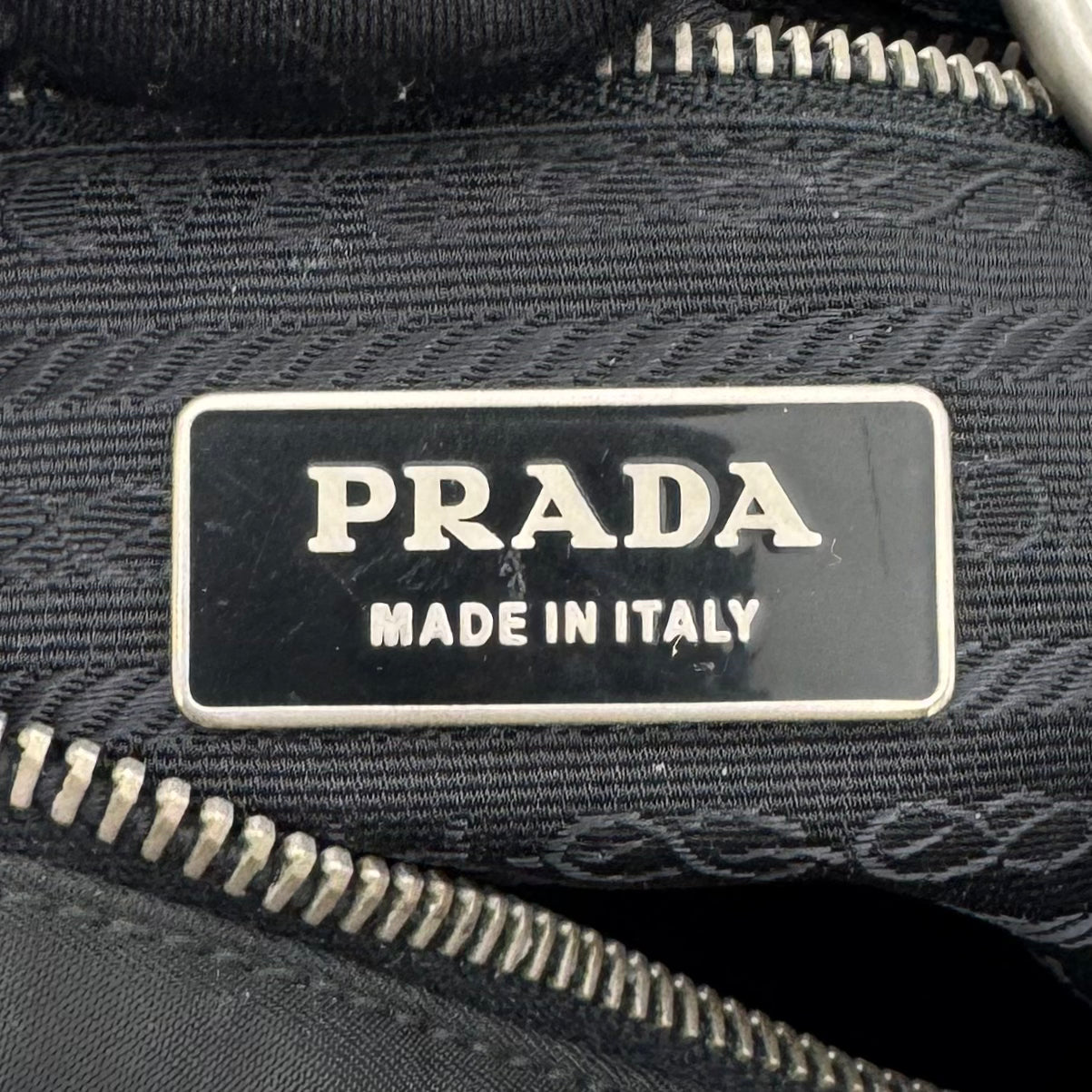 Prada Black Tessuto and Saffiano Large Logo Plate Hobo Shoulder Bag
