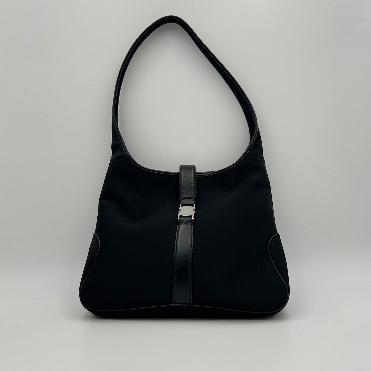 Salvatore Ferragamo Black Vara Nylon and Leather Hobo Shoulder Bag