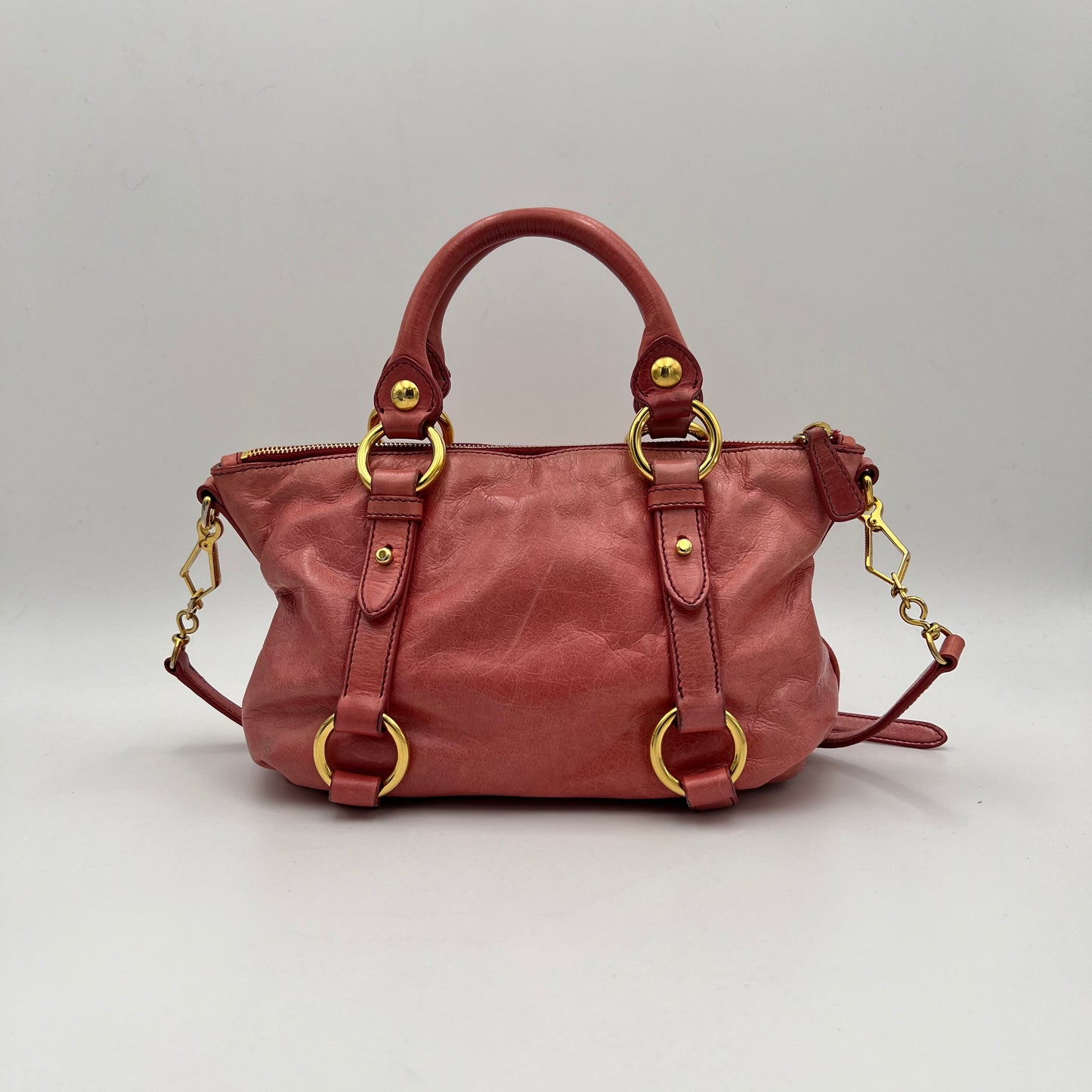 Miu Miu Pink Vitello Small Two-Way Bag