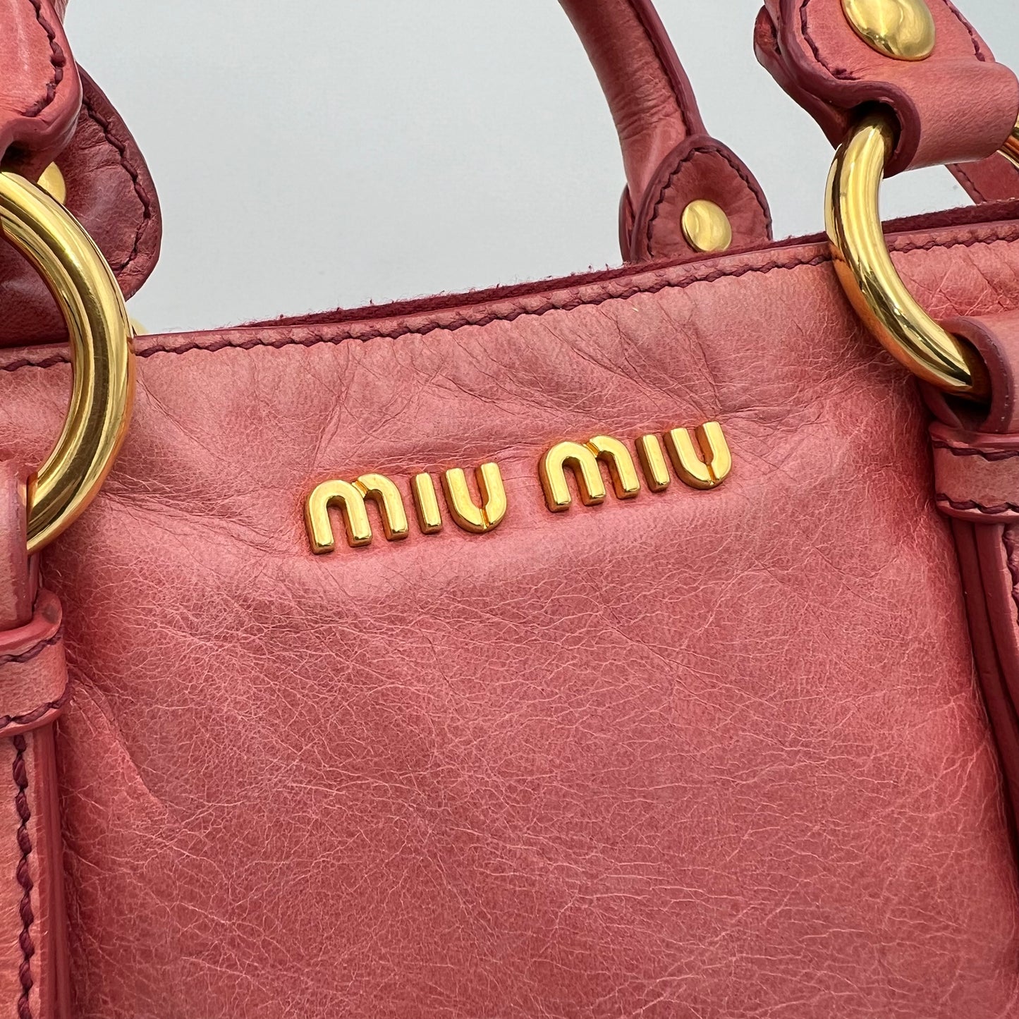 Miu Miu Pink Vitello Small Two-Way Bag