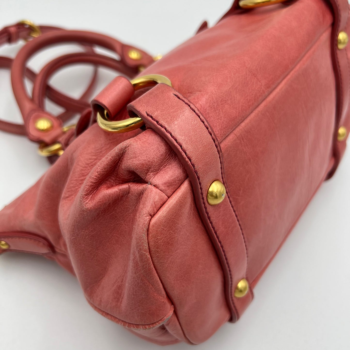 Miu Miu Pink Vitello Small Two-Way Bag