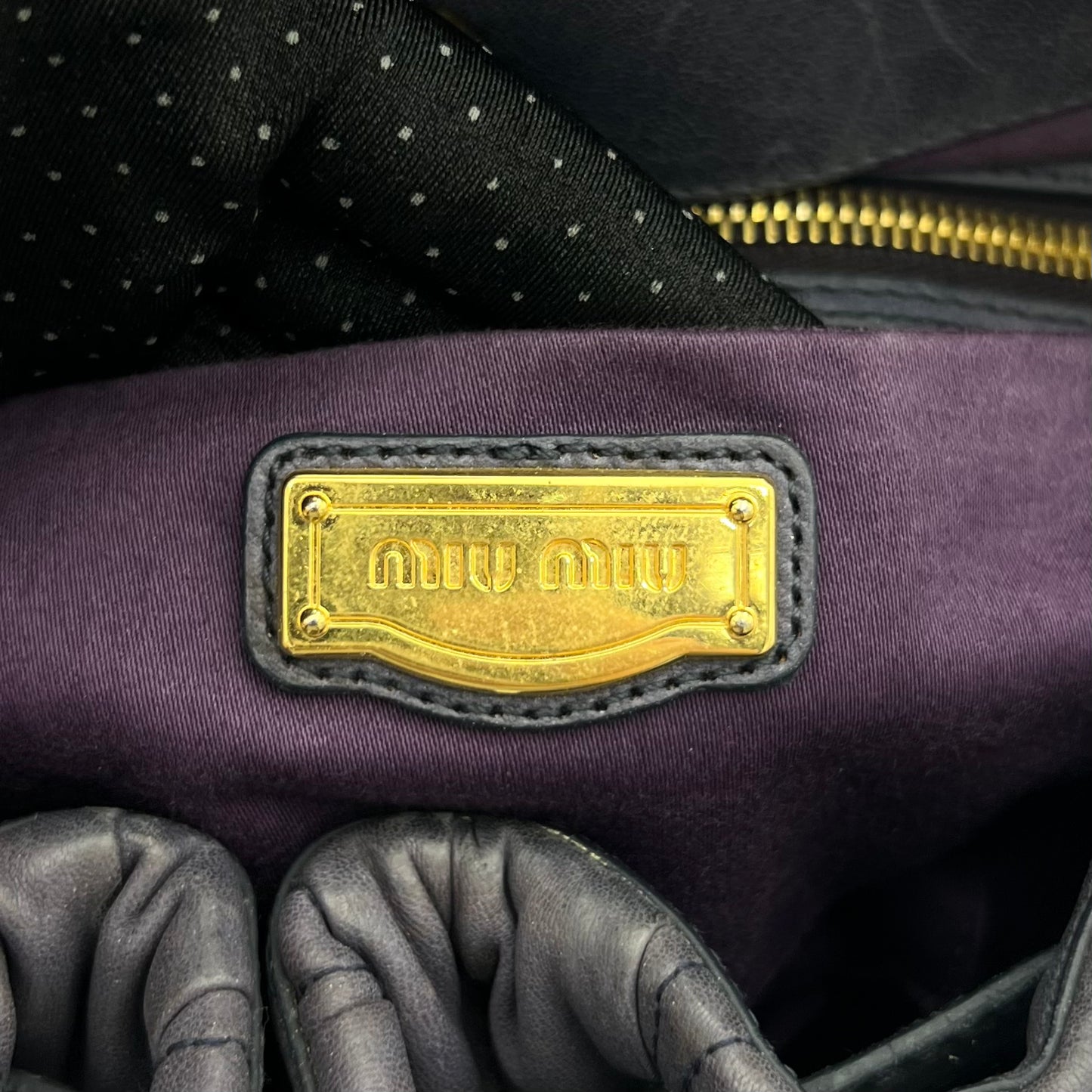 Miu Miu Dark Gray Matelasse Coffer Satchel