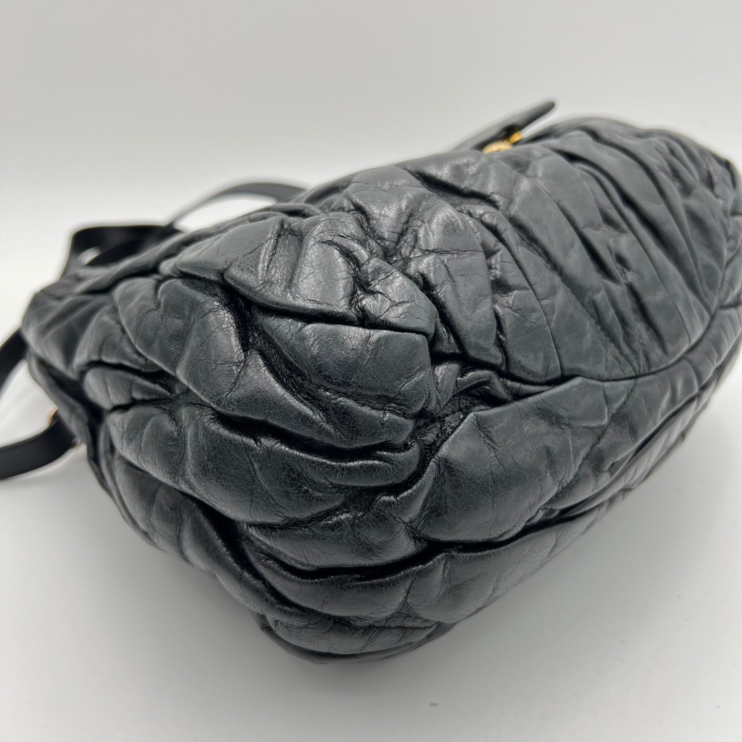 Miu Miu Black Matelasse Leather Handbag