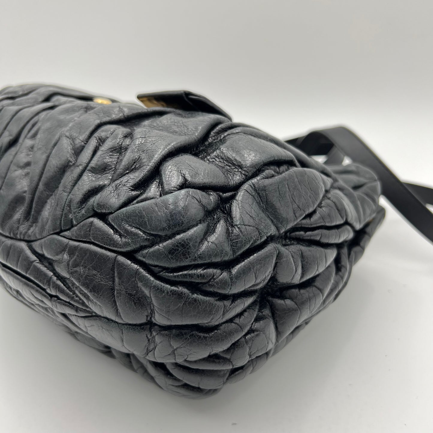 Miu Miu Black Matelasse Leather Handbag